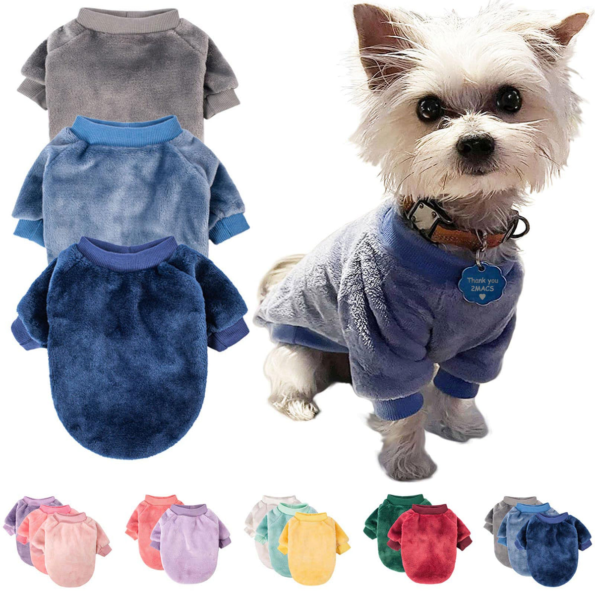 Dog Sweater, Pack Of 2 Or 3, Dog Clothes, Dog Coat, Dog Jacket For Small Or Medium Dogs Boy Or Girl, Ultra Soft And Warm Cat Pet Sweaters (X-Large, Grey,Blue,Dark Blue)