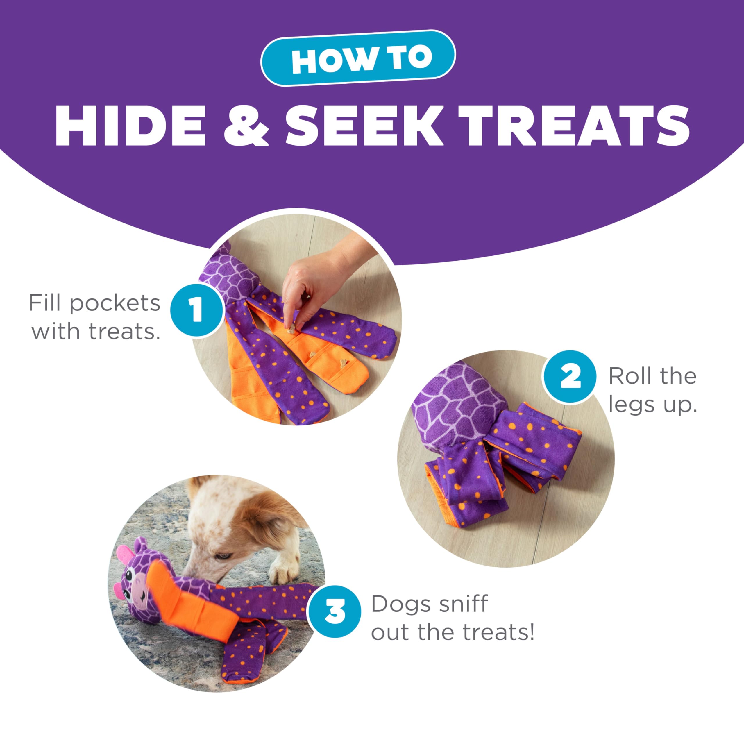 Outward Hound By Nina Ottosson Silly Legz Interactive Plush Dog Puzzle Dog Enrichment Toys, Plush, Floppy, Long, Giraffe, Purple