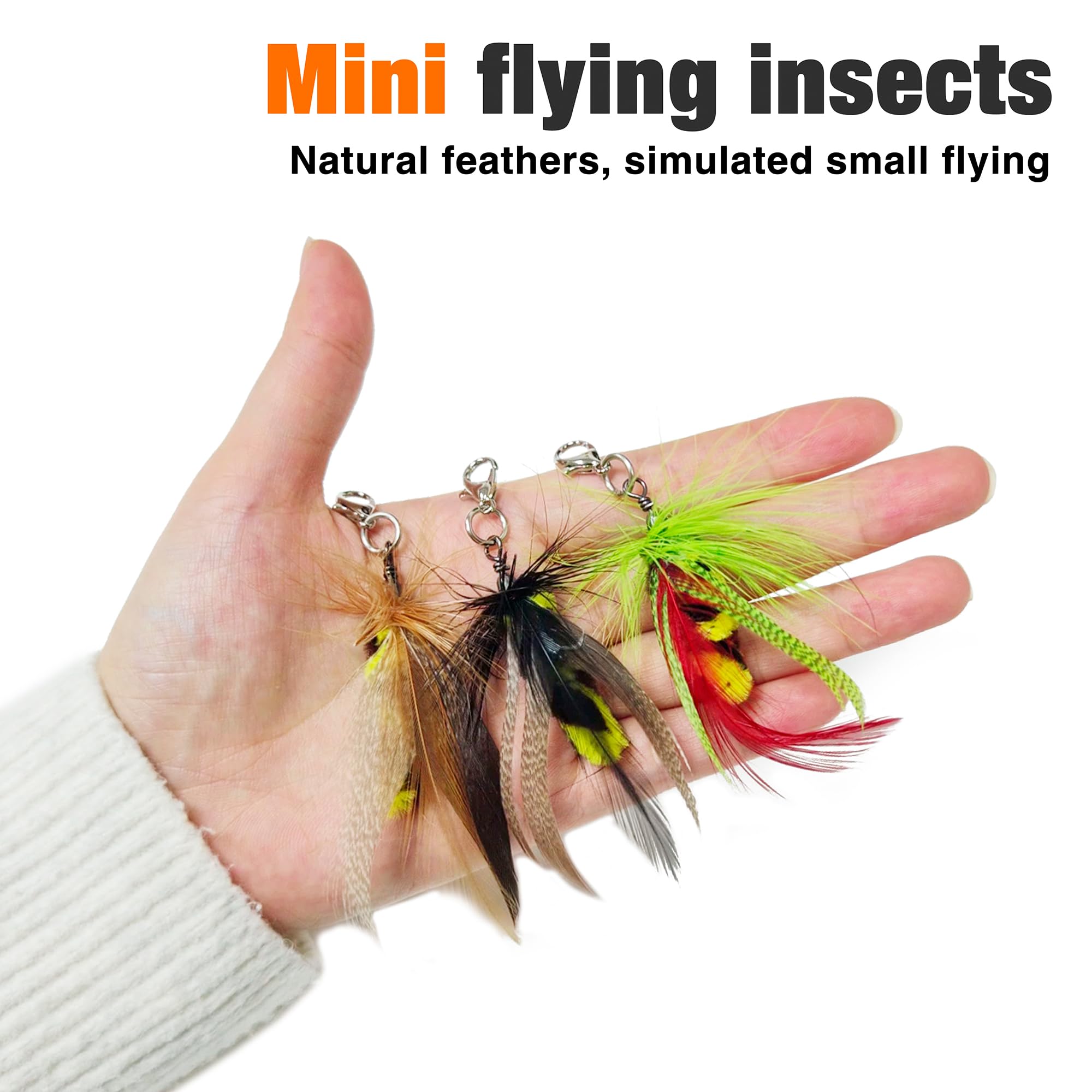 Jxfukal Feather Toy Refills, 3Pcs Simulation Mini Insects Lures Wand Attachment Toys Replacement For Kitty Kitten Indoor Cats Ac