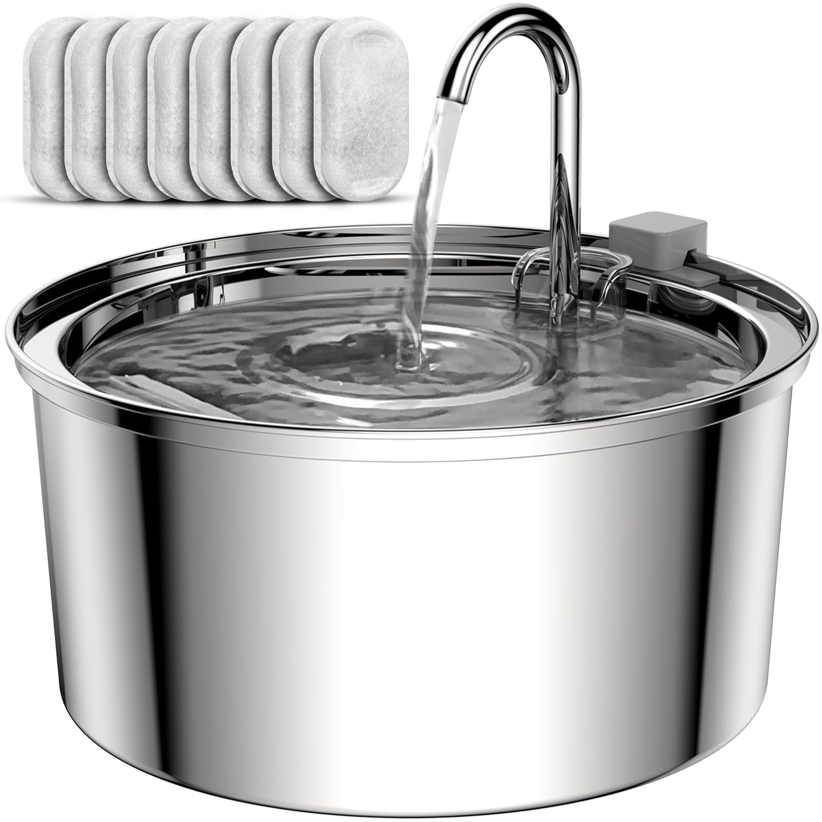 Tomxcute Cat Water Fountain Stainless Steel - 108Oz/3.2L Cat Fountain For Drinking- Large Capacity Pet Water Fountain - Cat Feed