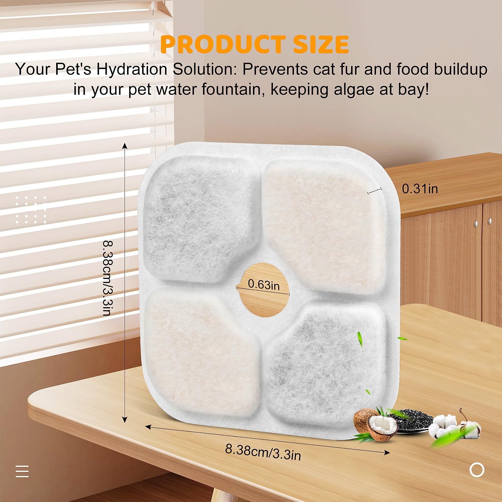 16 Pack Pet Fountain Filters For Catit Pixi Cat Drinking Fountain, Replacement Triple Action Water Filter With Ion-Exchange Resi