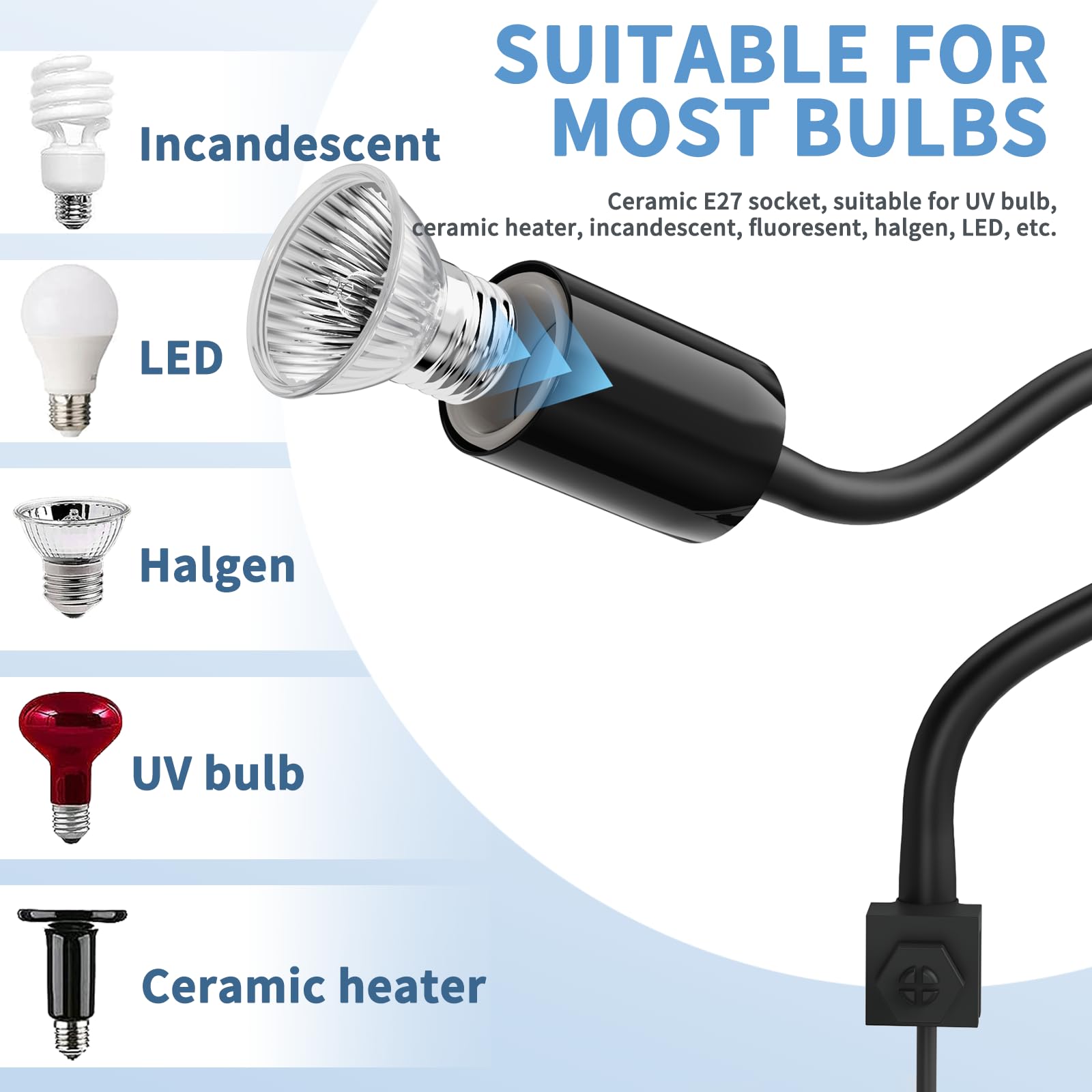 Moonorange Reptile Heat Lamp, 360 Rotatable Uva/Uvb Light Lamp With 2 Pack Basking Bulbs (25W + 35W), Suitable For Bearded Drago