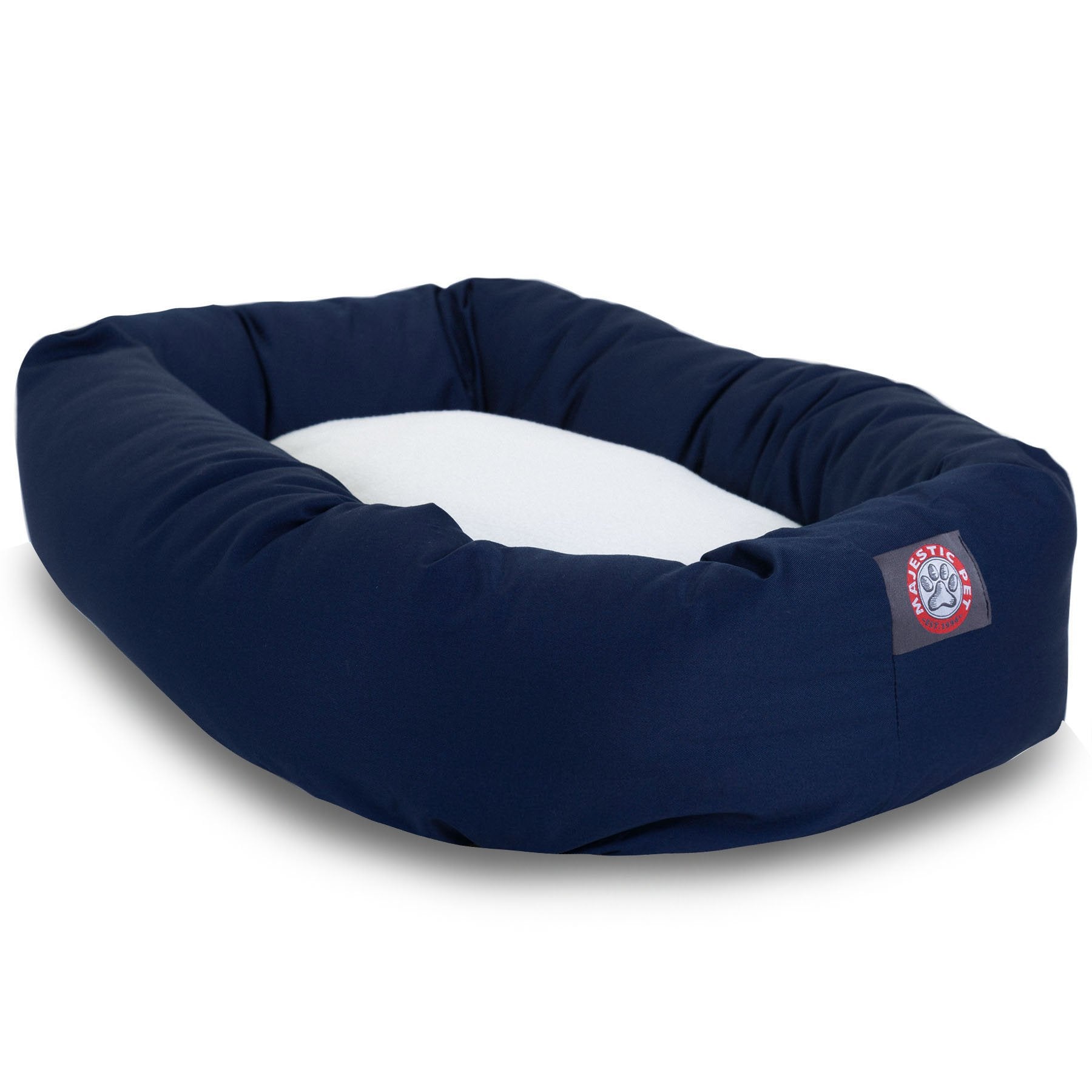 52 Inch Blue & Sherpa Bagel Dog Bed By Majestic Pet Products