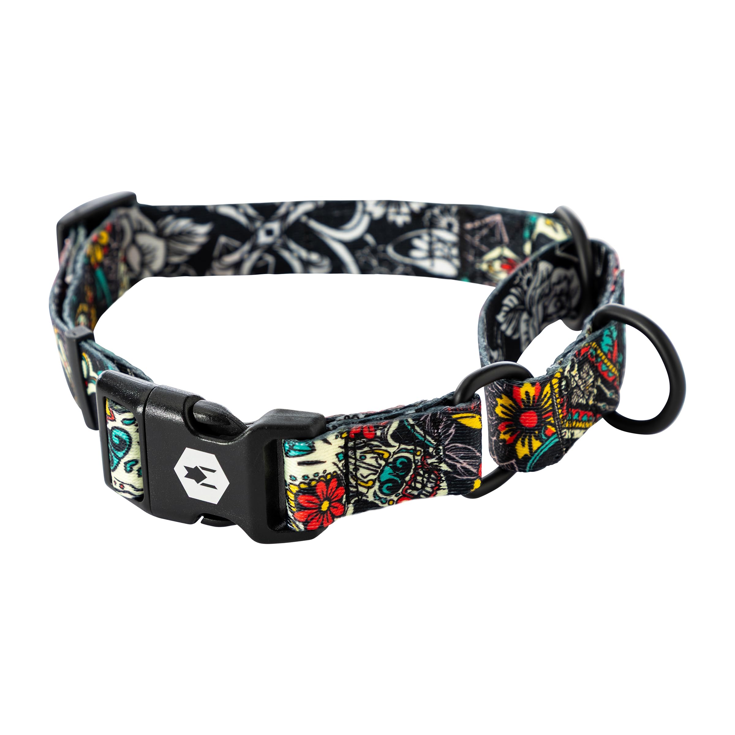 Wolfgang Heavy Duty Martingale Dog Collar With Quick Release Nylon Buckle For Walking & Training, Losmuertos Print, Extra Large
