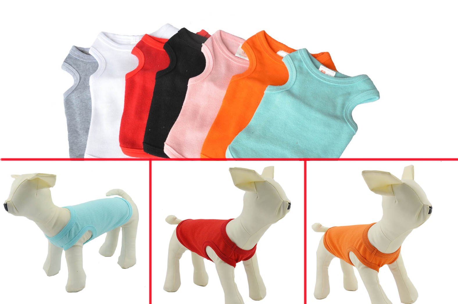 Lovelonglong 2019 Summer Pet Clothing, Dog Clothes Blank T-Shirts Ribbed Tanks Top Thread Vests For Bulldog Pit Bull Dogs 100% C