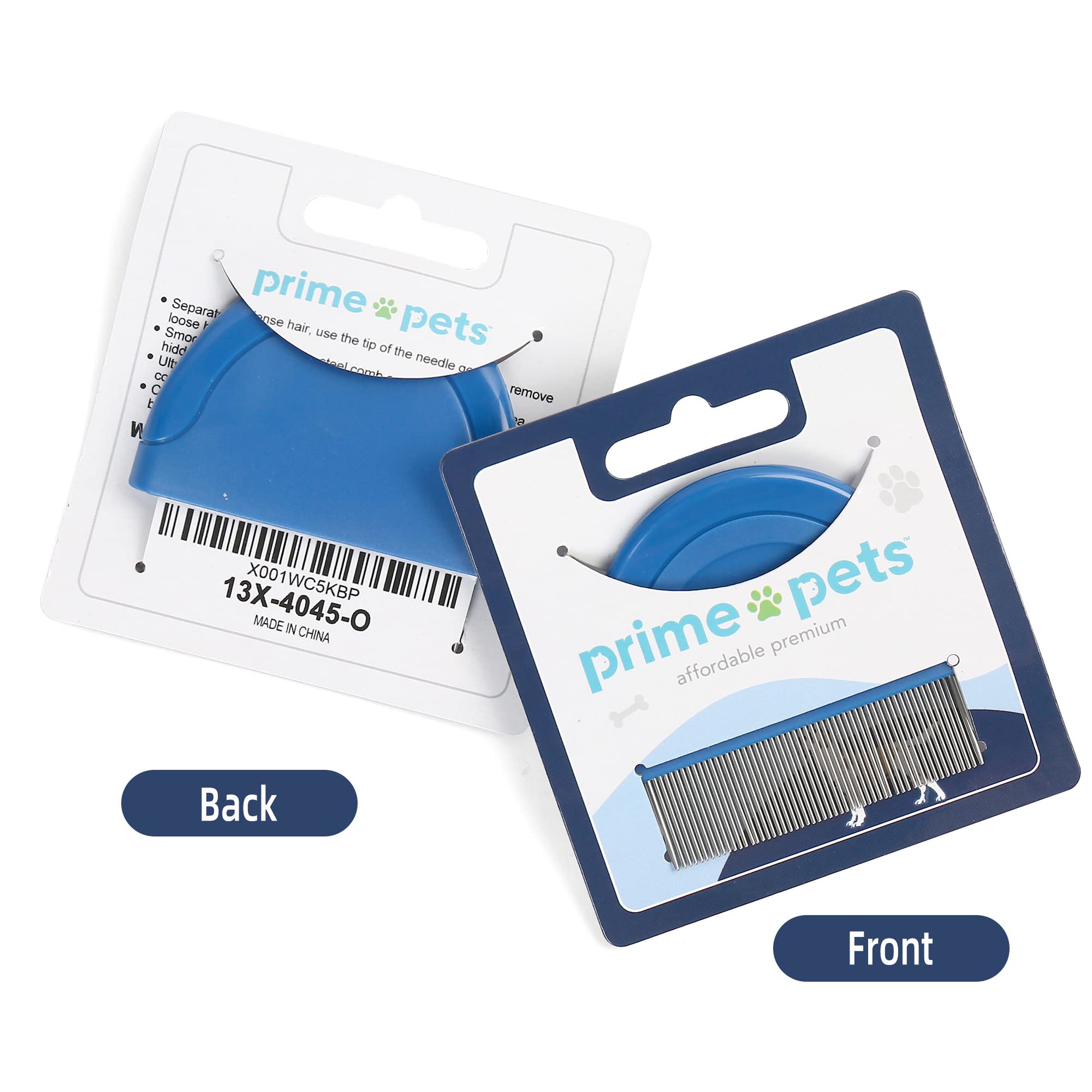 PrimePets Flea Comb for Cats and Dogs - Blue Pet Hair Removal Comb, 1 Count, Effective Grooming Tool