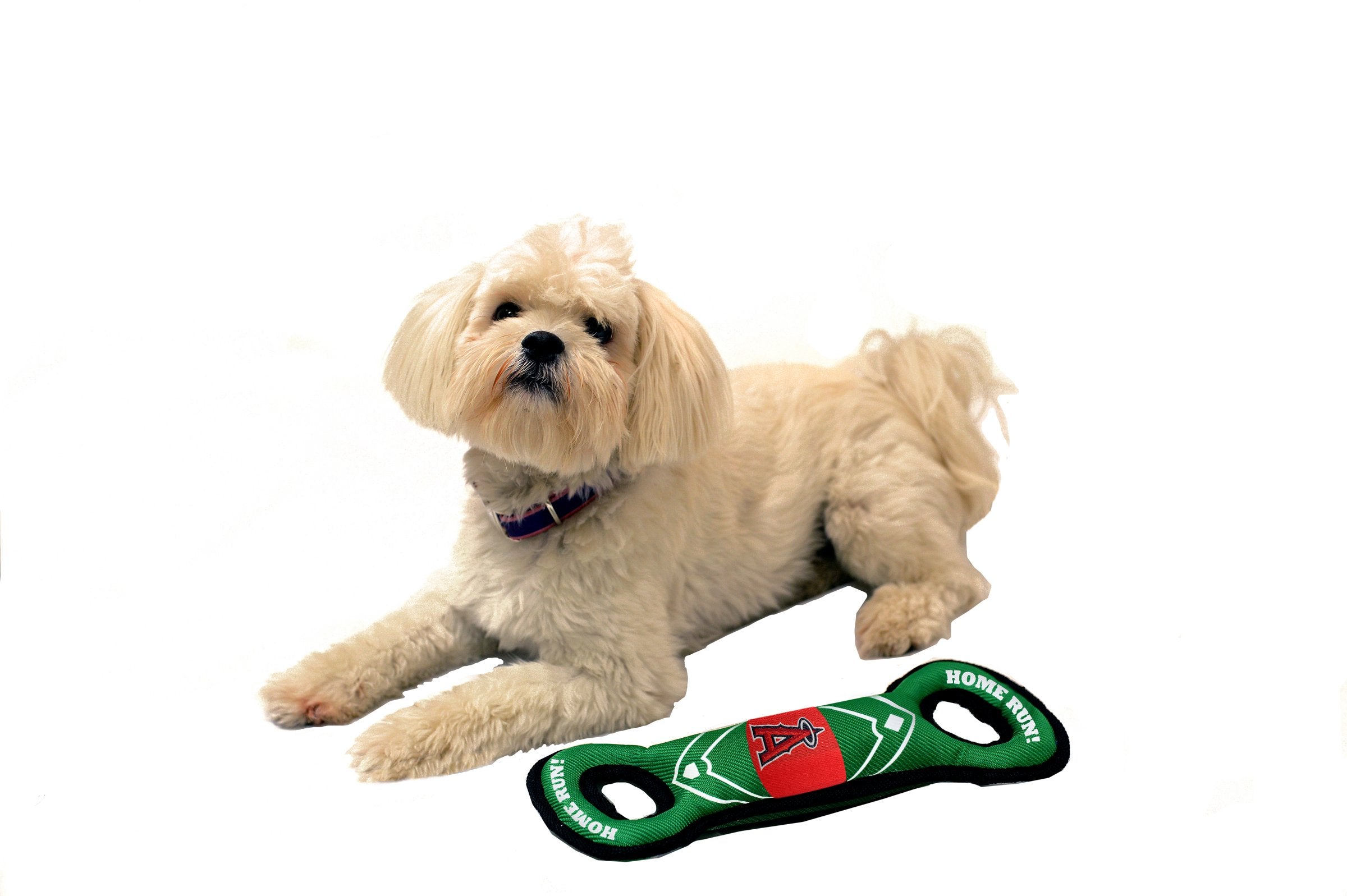 Pets First Mlb Los Angeles Angels Baseball Field Dog Toy With Double Rim Stitching & Inner Squeaker