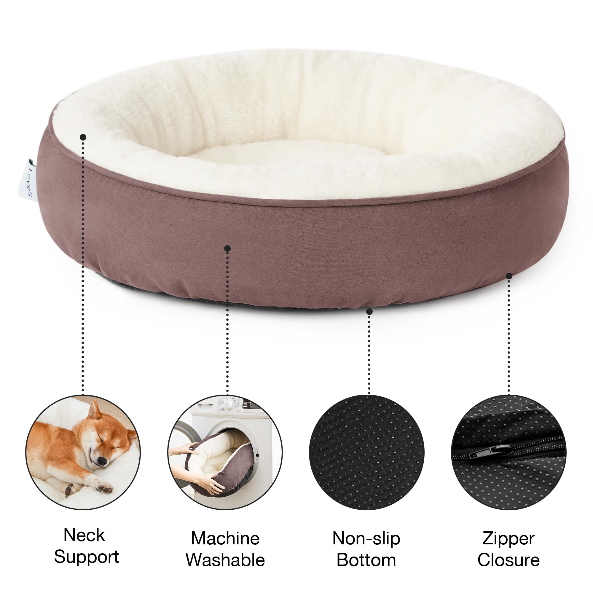Love'S Cabin Round Donut Cat And Dog Cushion Bed, 30In Pet Bed For Medium Or Large Dogs, Anti-Slip & Water-Resistant Bottom, Sof