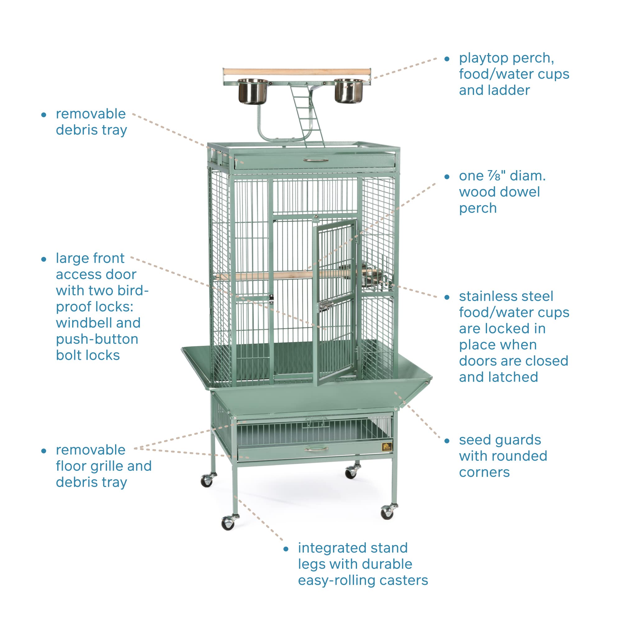 Prevue Pet Products Wrought Iron Select Bird Cage 3152Sage Sage Green, 24-Inch By 20-Inch By 60-Inch