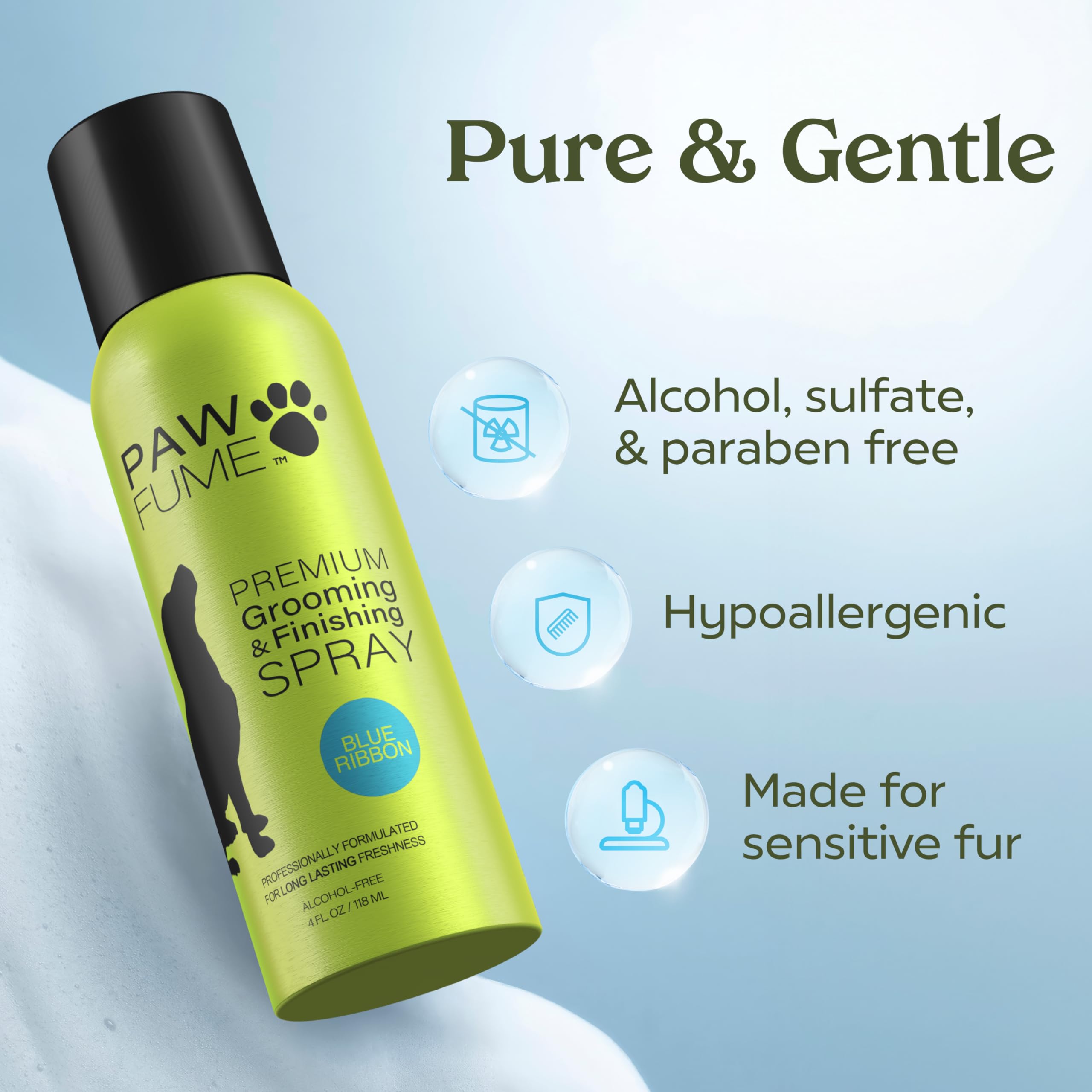 Pawfume Dog Perfume Spray For Grooming, Blue Ribbon, 1-Pack - Keep Your Pup Fresh All Day - Probiotic, Alcohol-Free, Detangling