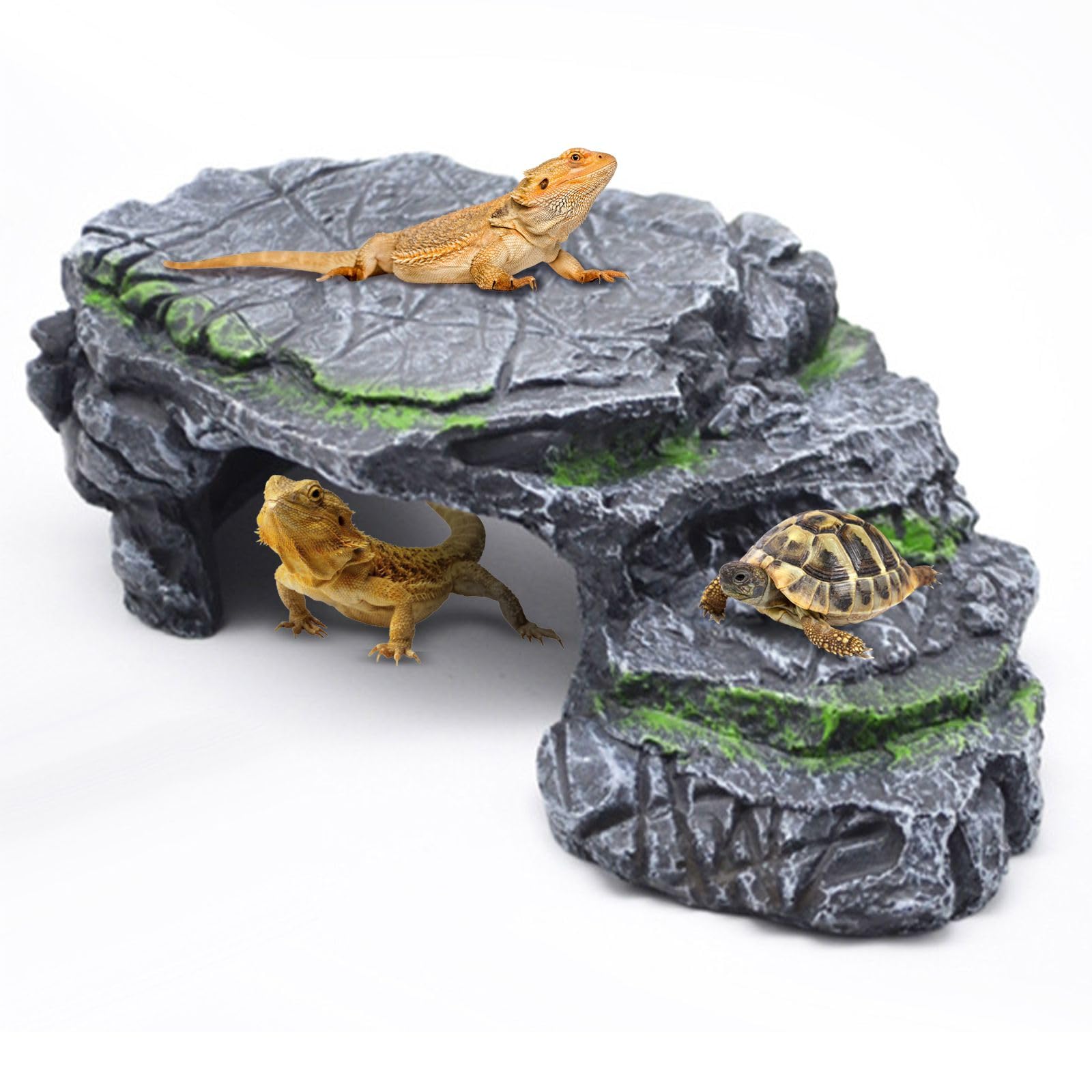 GOZILLA Turtle Basking Platform,Turtle Tank Decoration for Aquariums and Terrarium.Step & Cave Reptile Habitat Hideout for Torto