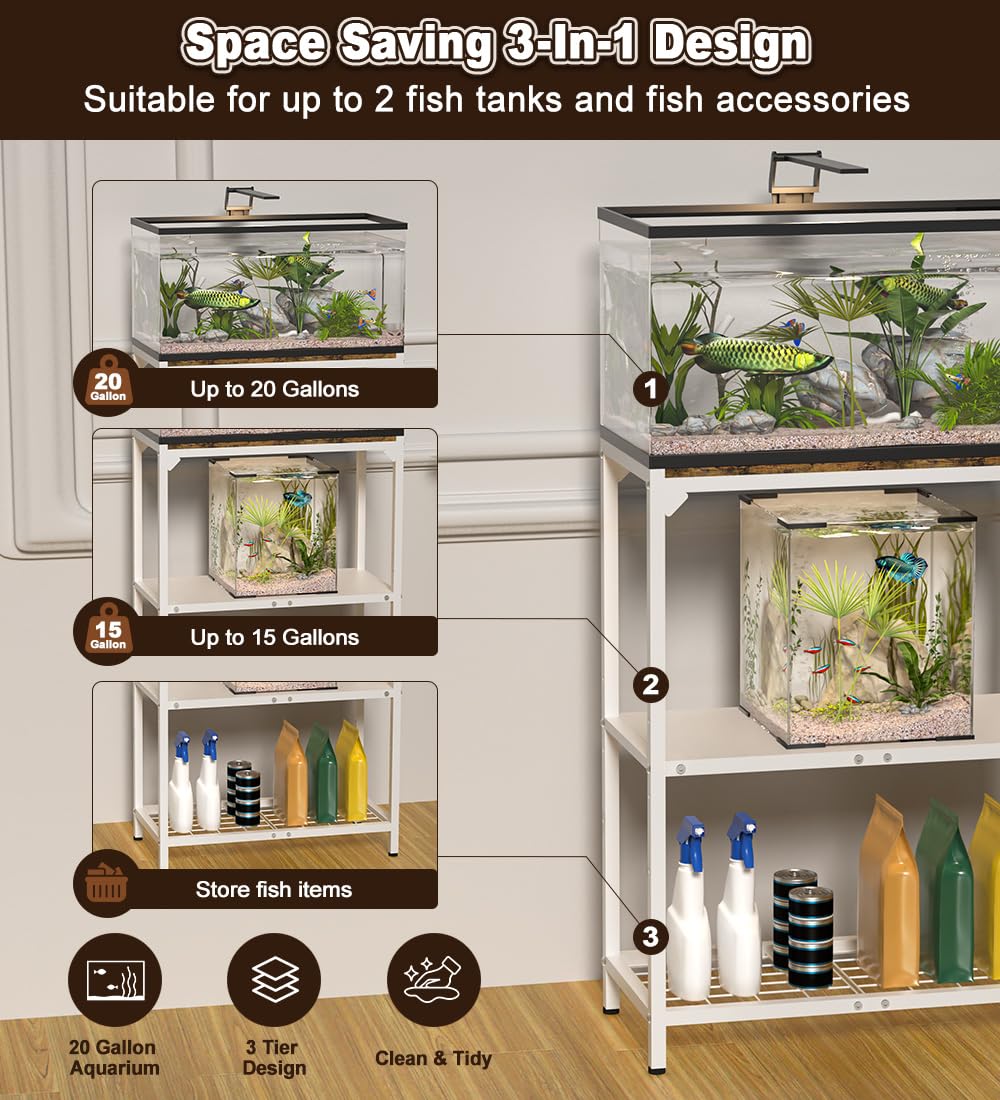 AnBaiMei 3-Tier Fish Tank Stand for 5-20 Gallon – Petocart