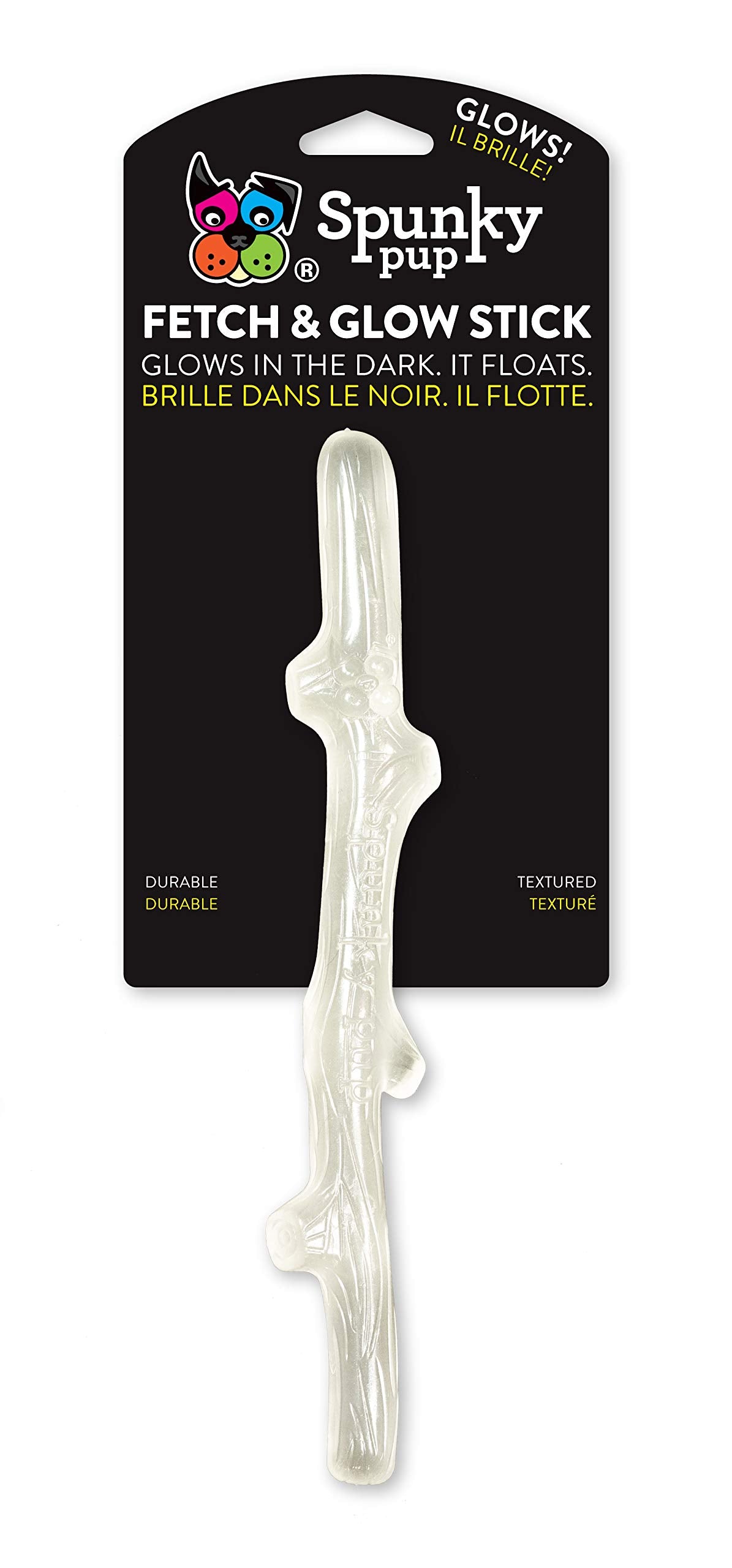 Spunky Pup Glow In The Dark Stick Dog Toy Non-Toxic Waterproof Dental Texture For Teeth And Gums