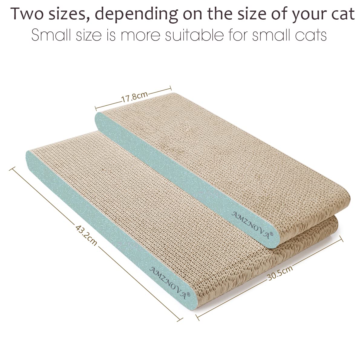 Amznova Cat Scratcher, Scratching Pad, Durable Recyclable Cardboard With Catnip, Narrow, Glitter Green