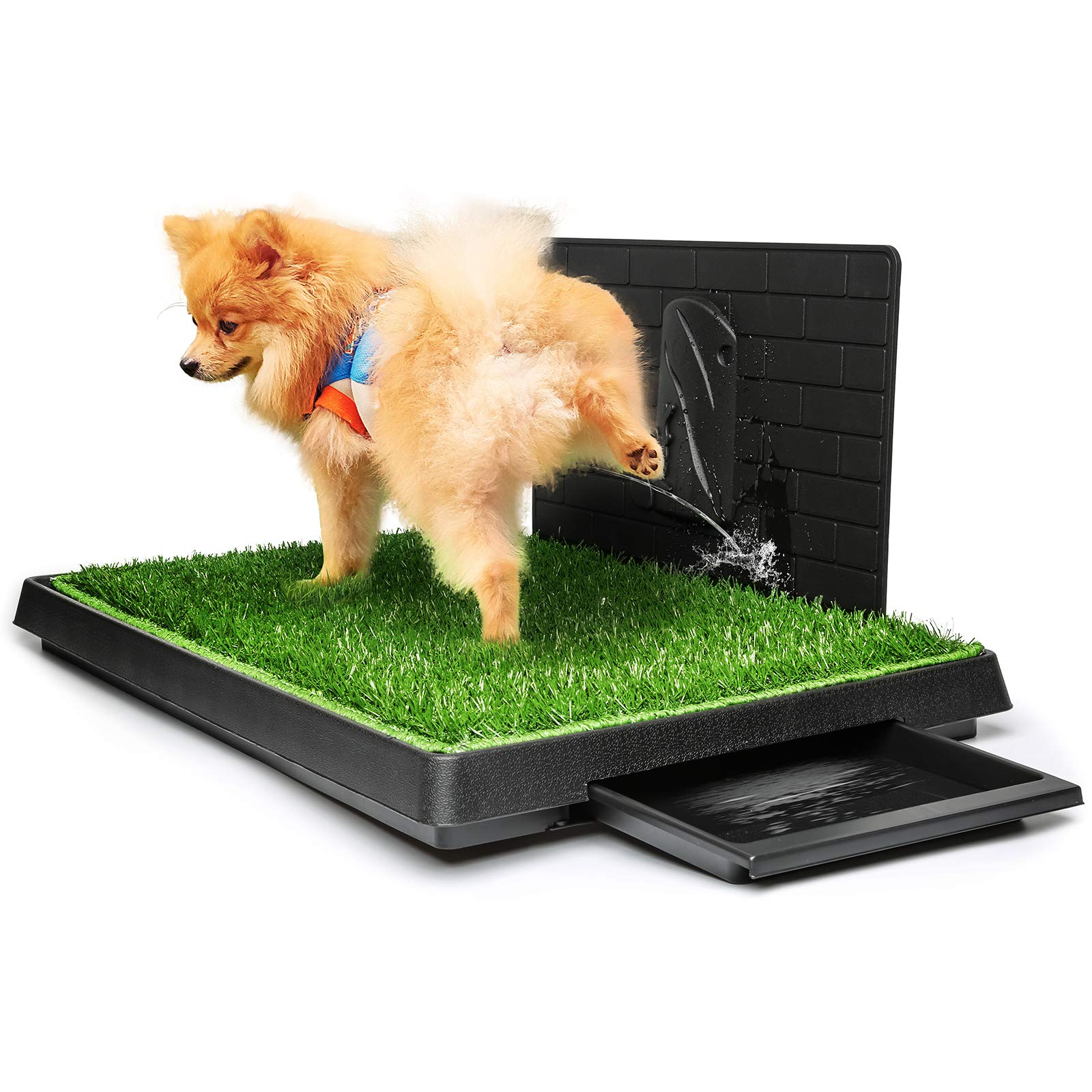 Hompet Dog Grass Pad with Tray Large, Puppy Turf Potty Reusable Training Pads with Pee Baffle, Artificial Grass Patch for Indoor