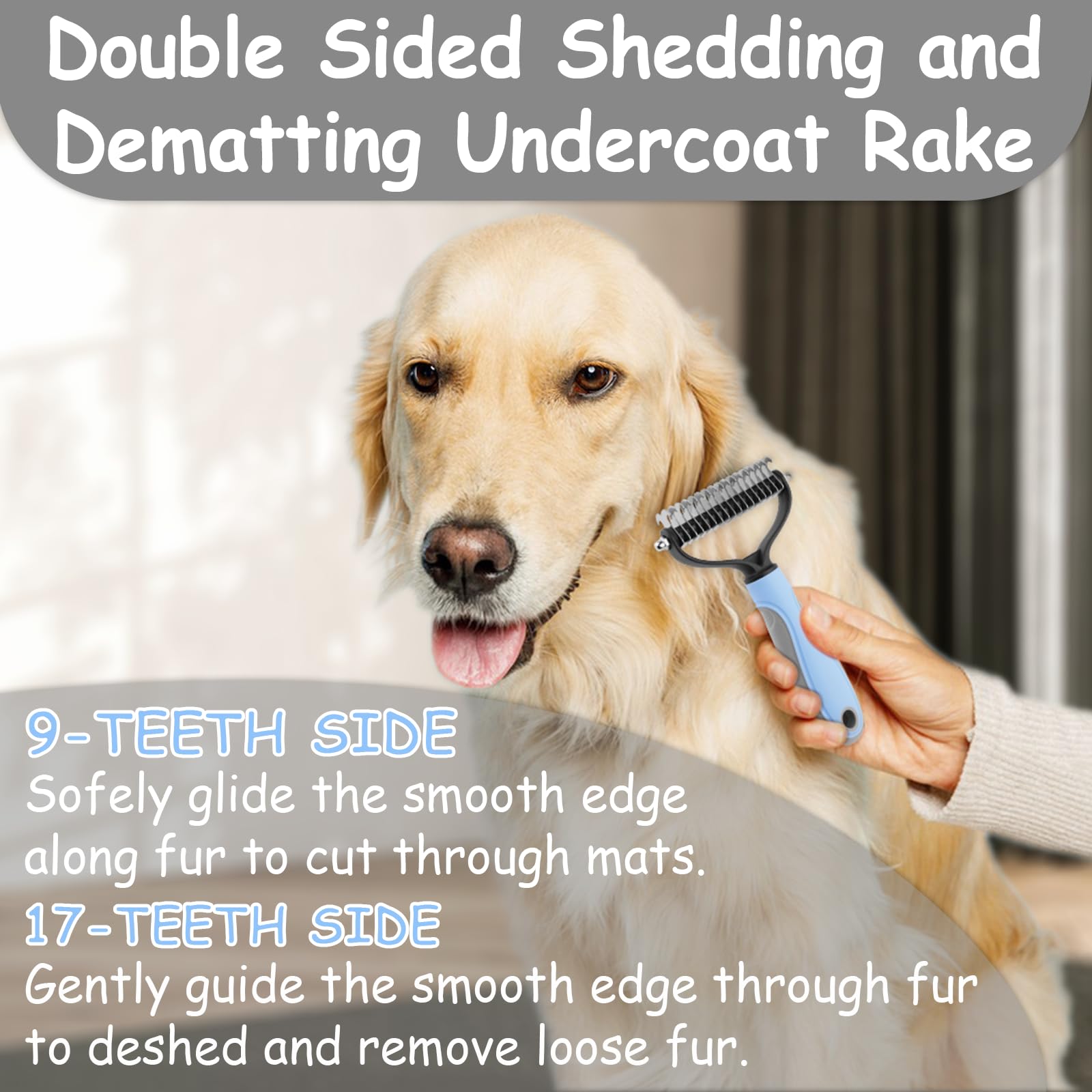 7 Pack Pets Grooming Brush Comb Kit,Double-Side Deshedding Dematting Dog Brush,Undercoat Rake For Dogs & Cats,With Metal Comb,Fl