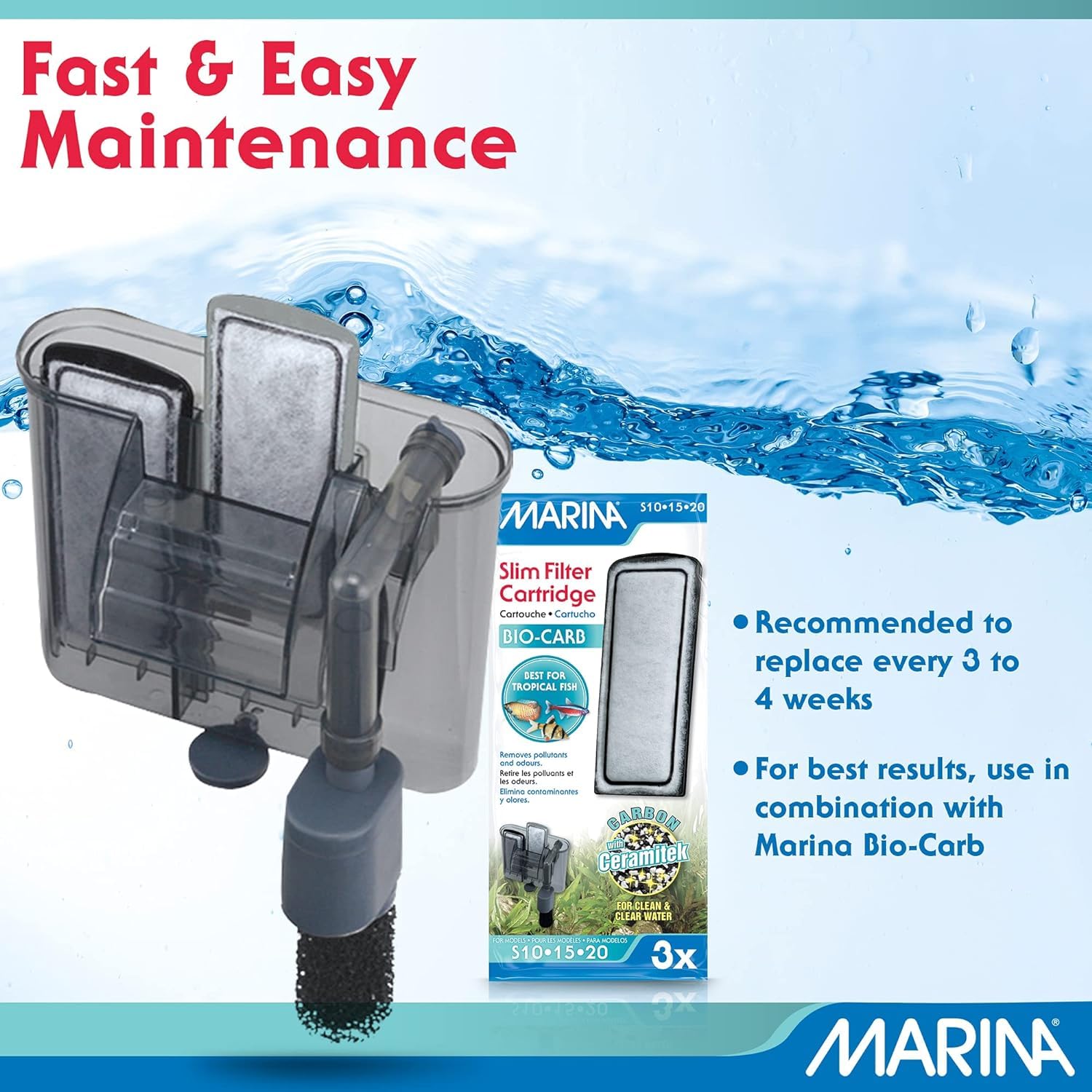 Marina 12 Pack Of Bio Clear Cartridge For Slim Filters