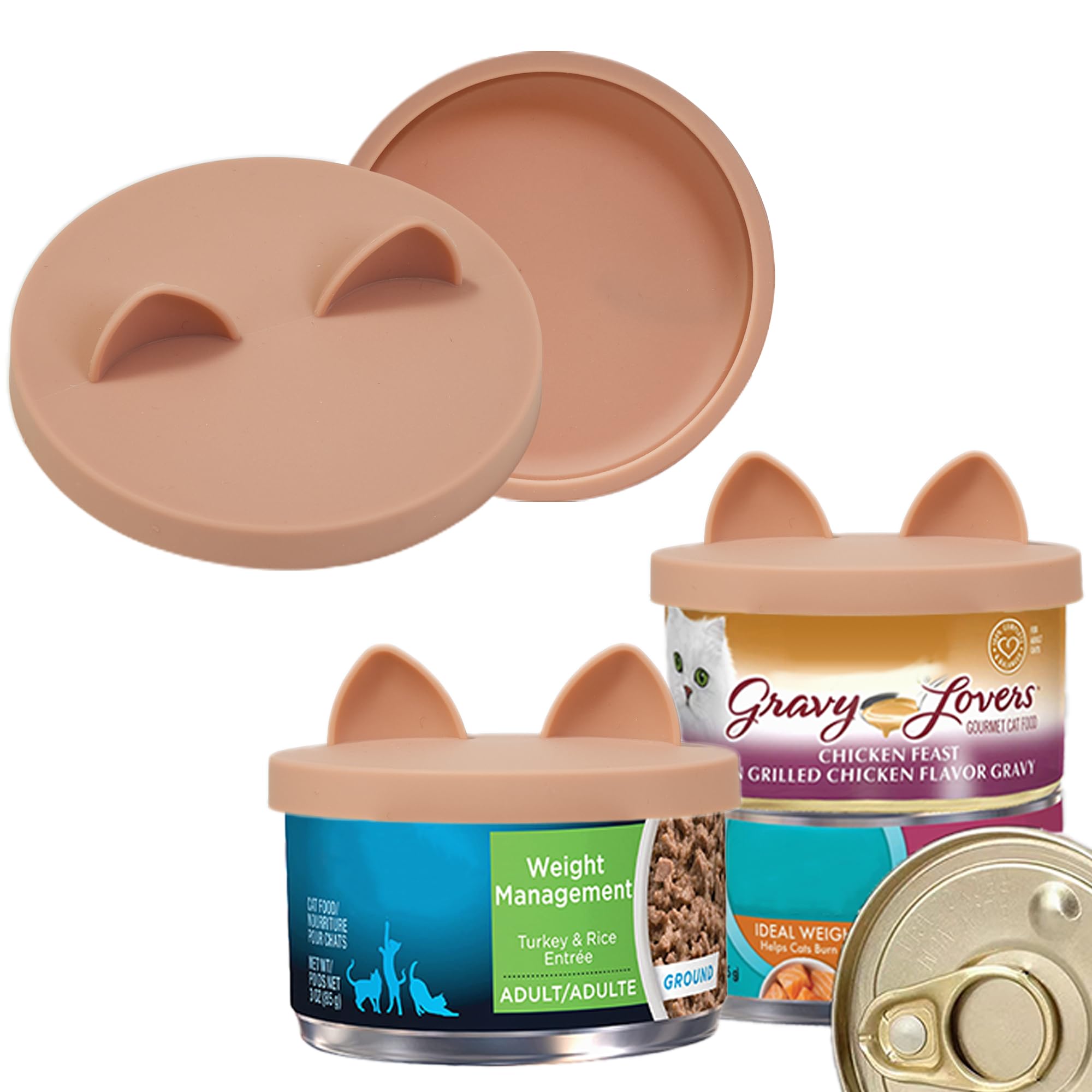 OHMO 2 Pack Cat Food Can Lids, Small Size (3 oz) Silicone Pet Food Can Lids Covers for 3 oz Cat Food Cans, Rose
