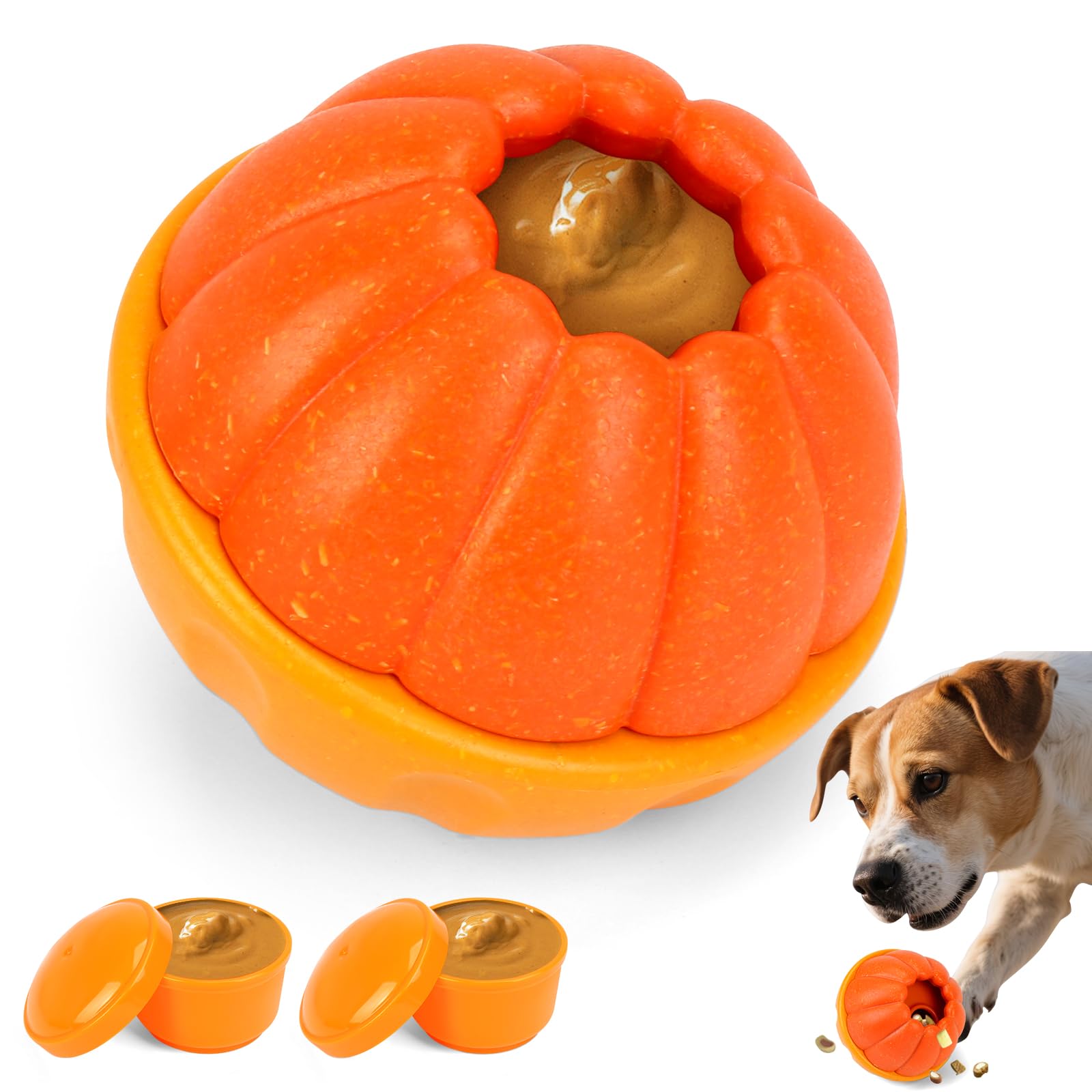 Yummy Sam Frozen Treat Dispensing Dog Toy Ball, Freezable Durable Interactive Puzzle Chew Toys to Keep Busy for Aggressive Chewe