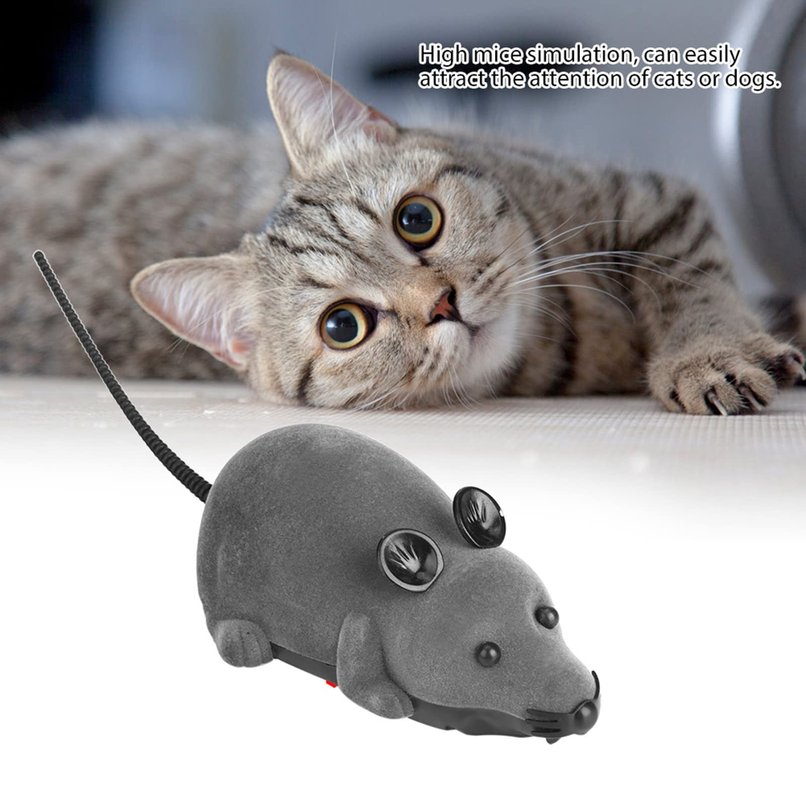 Tyenaza Gray Remote Control Toy for Cats - Electronic Rat Chasing Simulation Pet Novelty Gift for Kittens