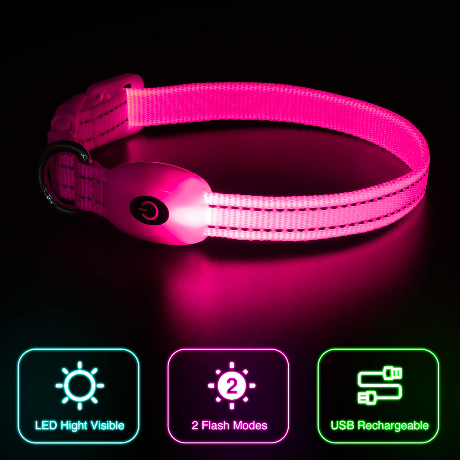 Rechargeable Puppy Led Collar, Yfbrite Led Cat Collar, Lightweight Small Dog Collar Light, Comfortable Light Up Puppy Collars, A