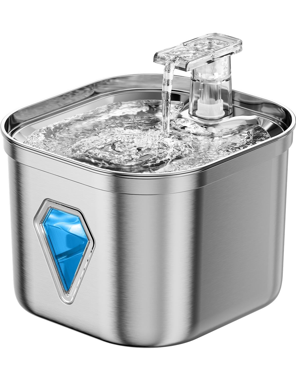 Rantizon Cat Water Fountain, 74Oz/2.2L Stainless Steel Pet Water Fountain Dog Water Dispenser, Water Fountain For Cats Inside With Quiet Pump
