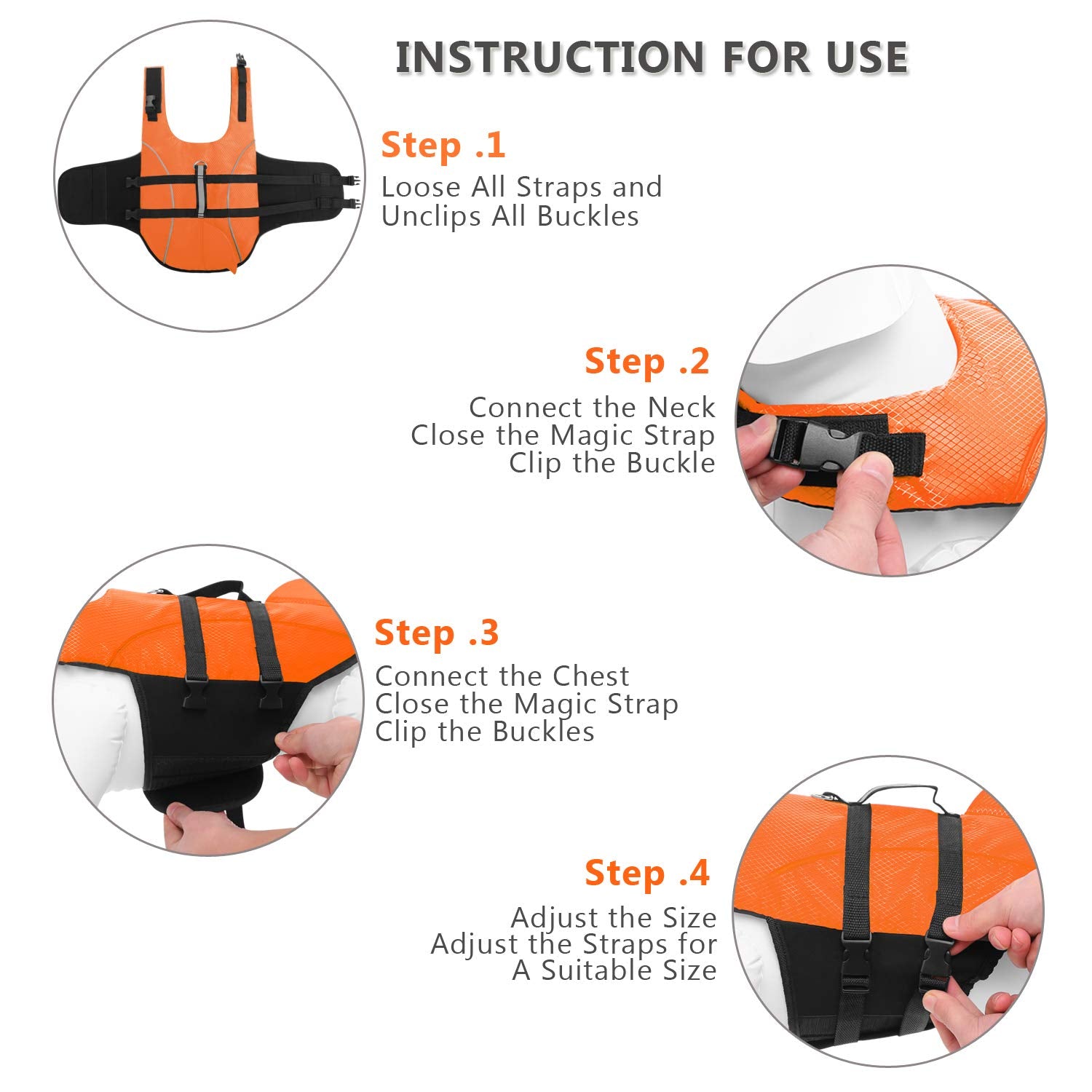 Queenmore Ripstop Dog Life Jacket Shark Life Vest For Dogs, Safety Lifesaver With High Buoyancy And Lift Handle For Small And Medium Breeds(Orange S)