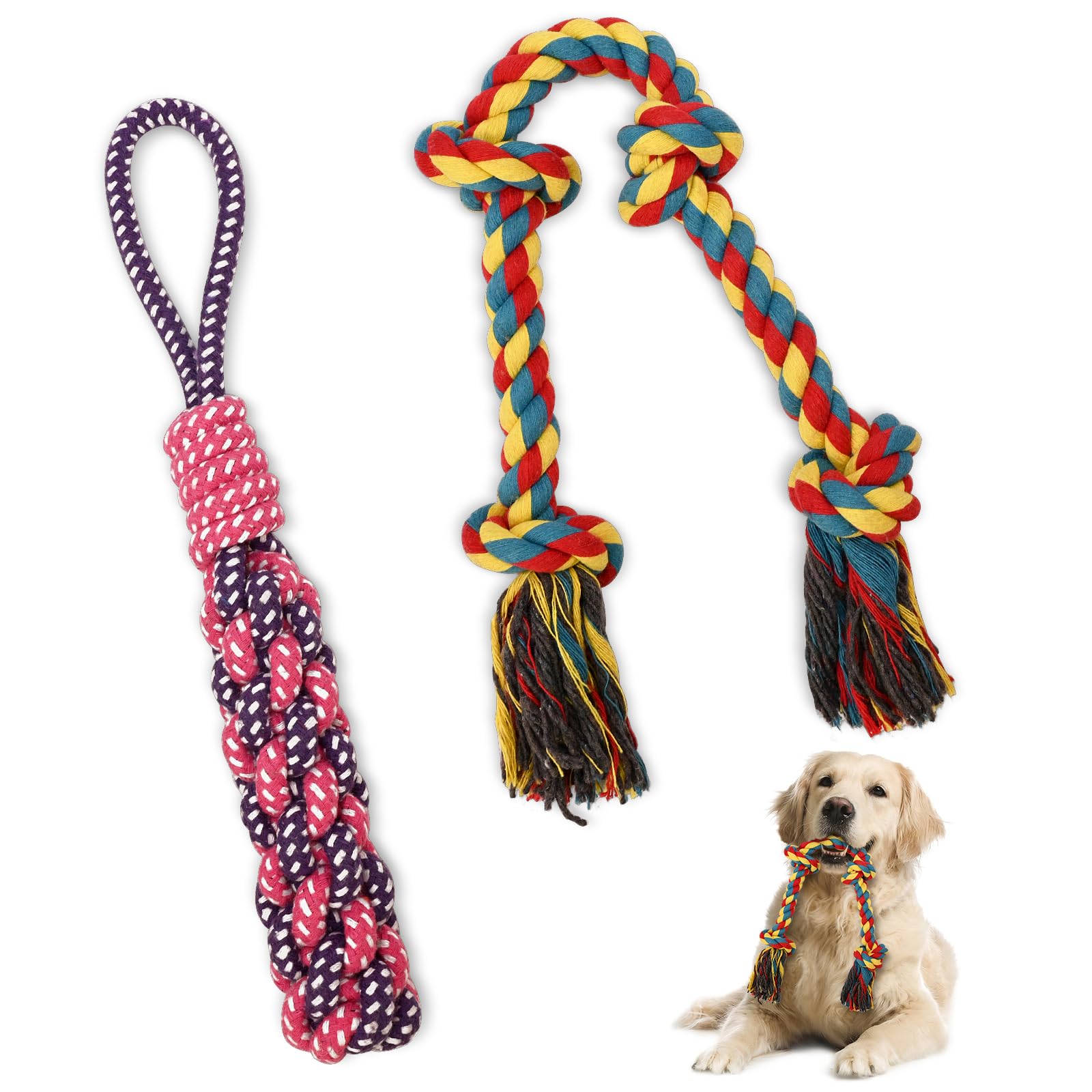 Petbobi Small Dog Rope Toy - Durable Premium Cotton For Teething, Interactive Tug Of War To Keep Them Busy, Best Indestructible 