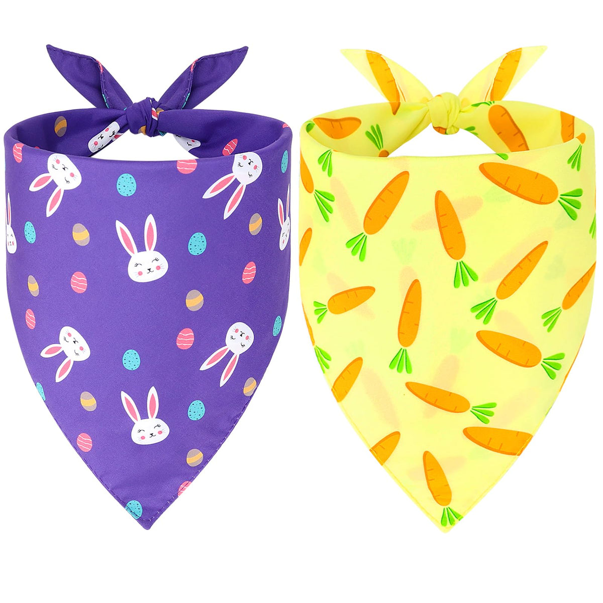 Vivifying Easter Dog Bandanas - 2 Pack Festive Pet Accessories With Cute Bunny And Carrot Patterns, Perfect For Easter Celebrati