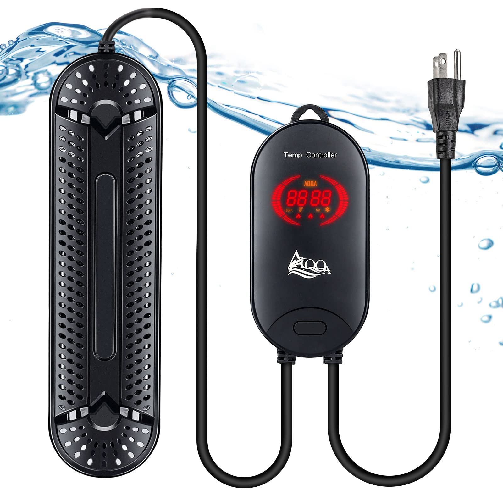 Aqqa Aquarium Heater 800W For 80-220 Gallon Submersible Fish Tank Heater For Aquarium Betta Fish Heater Aquarium Thermostat Heater Hydroponic Freshwater & Saltwater (800W, 80-220Gal)