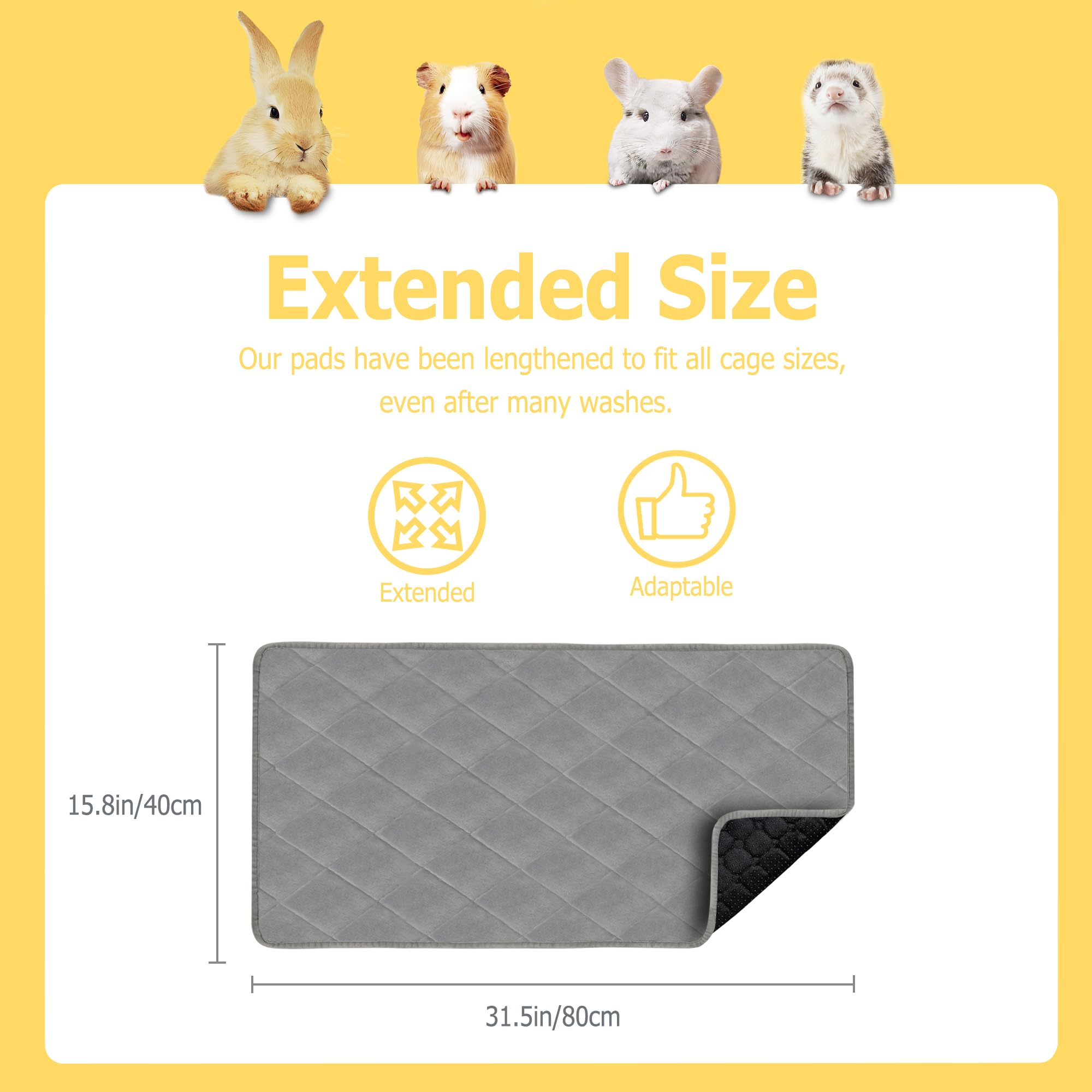 Guinea Pig Fleece Cage Liner, Guinea Pig Bedding C&C 2X1 2Pack, Super Absorbent & Odor Control & Washable & Reusable Guinea Pig