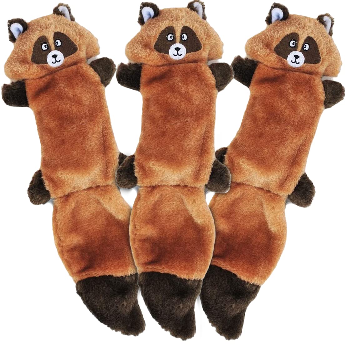 Zippypaws Zingy Racoon, 15' - Dog Toys No Stuffing, Squeaky Dog Toy For Small & Medium Dogs, Interactive Puppy & Dog Chew Toys Without Stuffing For Boredom, Bulk Multi-Pack Of 3