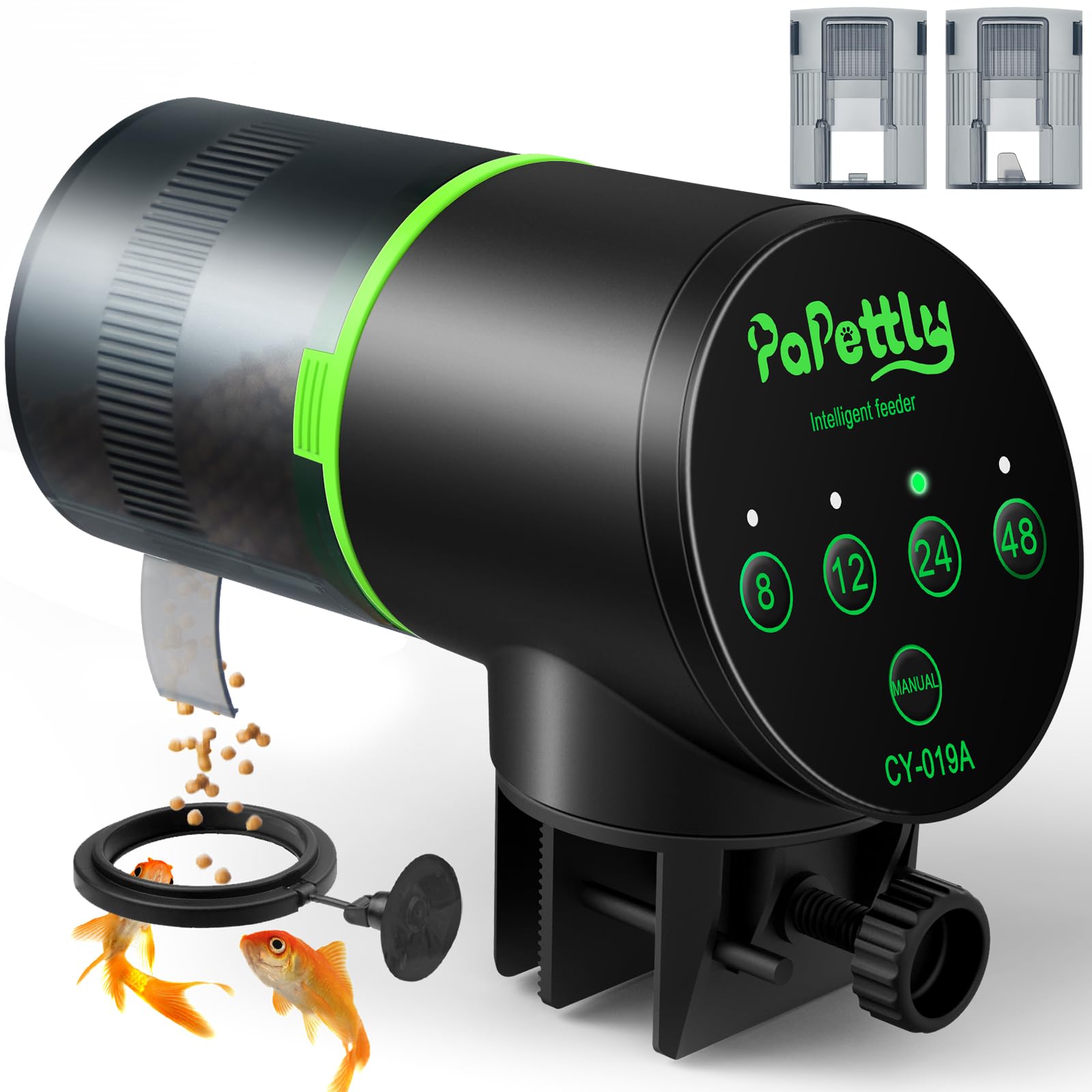 Automatic Fish Feeder for Aquarium, Auto Fish Food Dispenser with Timer and Feeding Ring, Moisture-Proof, Smart Fish Tank Vacati