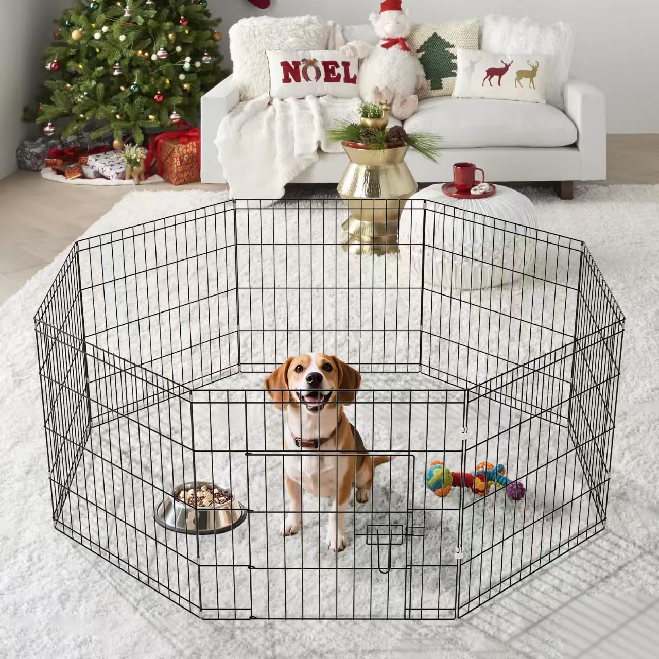 Zephypaws Dog Playpen, Foldable Metal Exercise Pen Puppy Playpen With 8 Panels 24 Inch Indoor Outdoor Dog Fence Pen With Door Fo