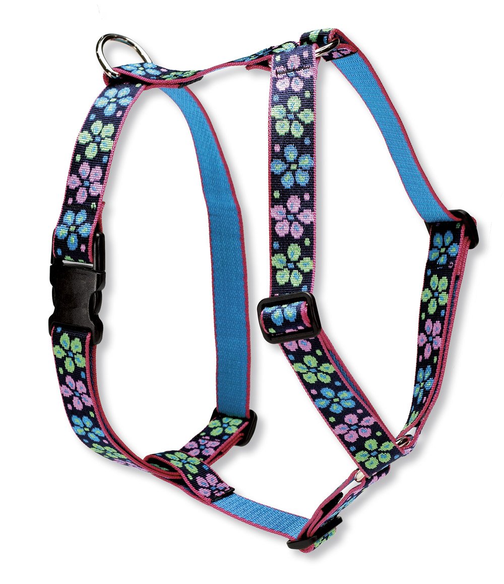 LupinePet Originals 1'' Flower Power 20-32'' Adjustable Roman Dog Harness for Medium Dogs