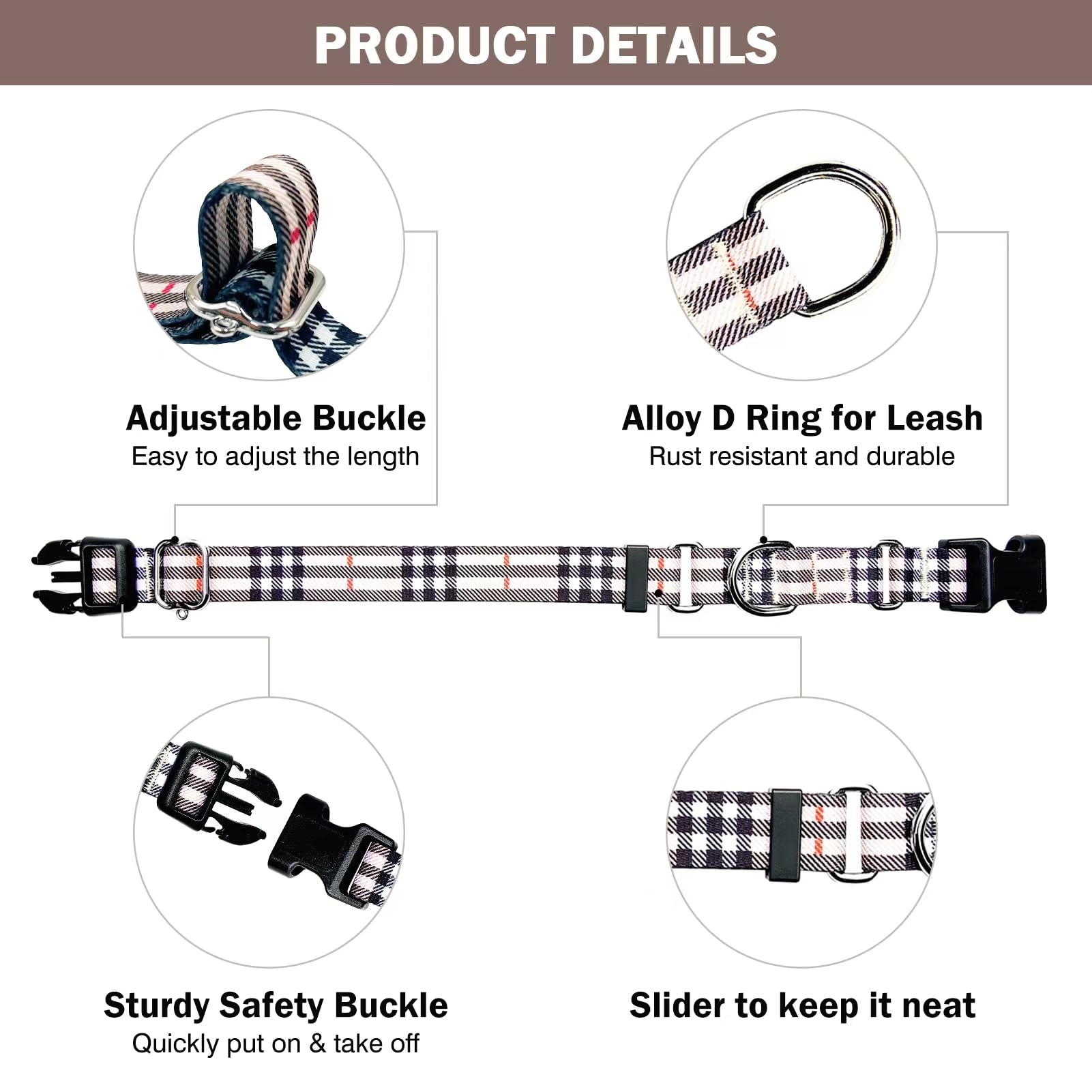 Hikiko Martingale Collar For Dogs With Buckle For Small Medium Large Dogs Soft Nylon Halloween Dog Collars Walking Training(Purp