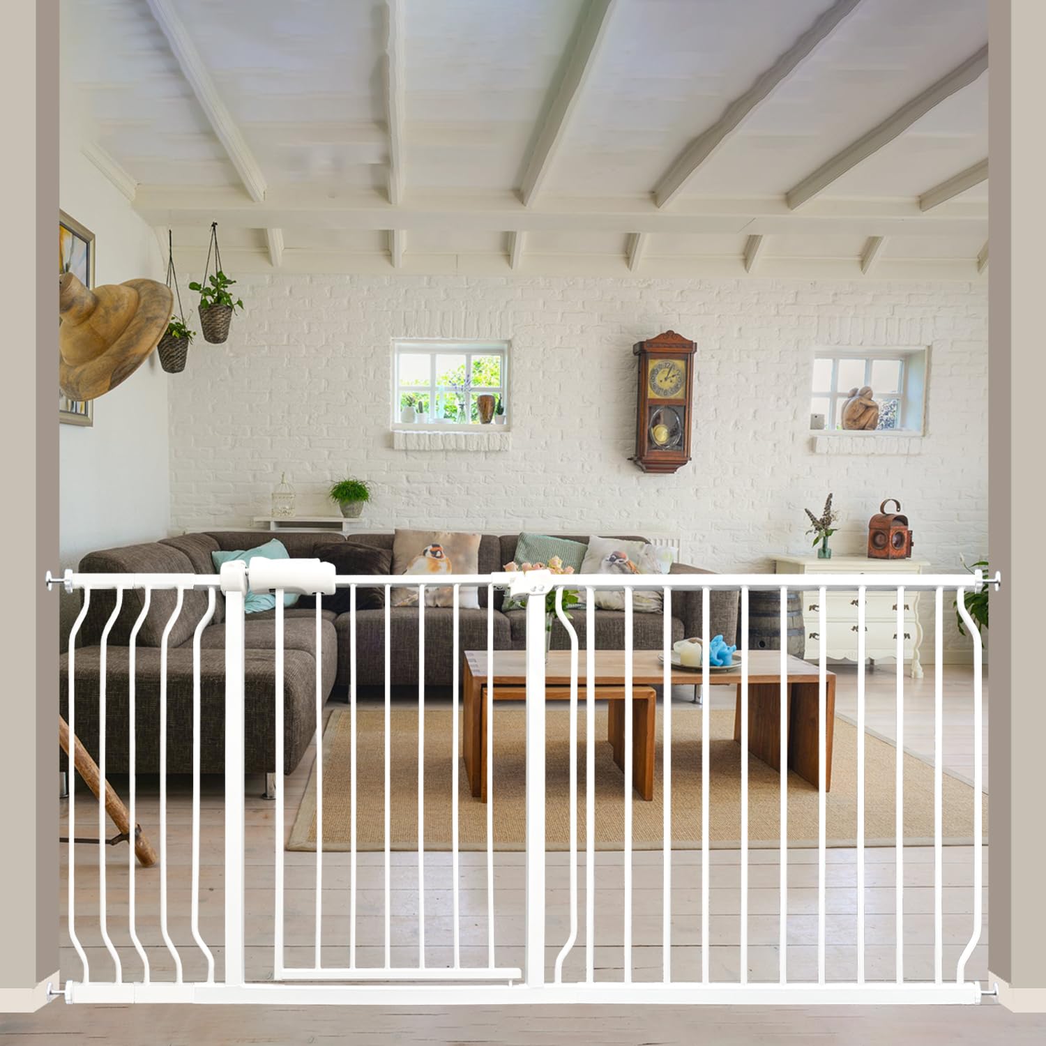 Vothco Extra Wide 67-71.5 Inch Baby Gates for Stairs, Doorways - No Drilling, Pressure Mounted Pet Gates for Kids and Dogs