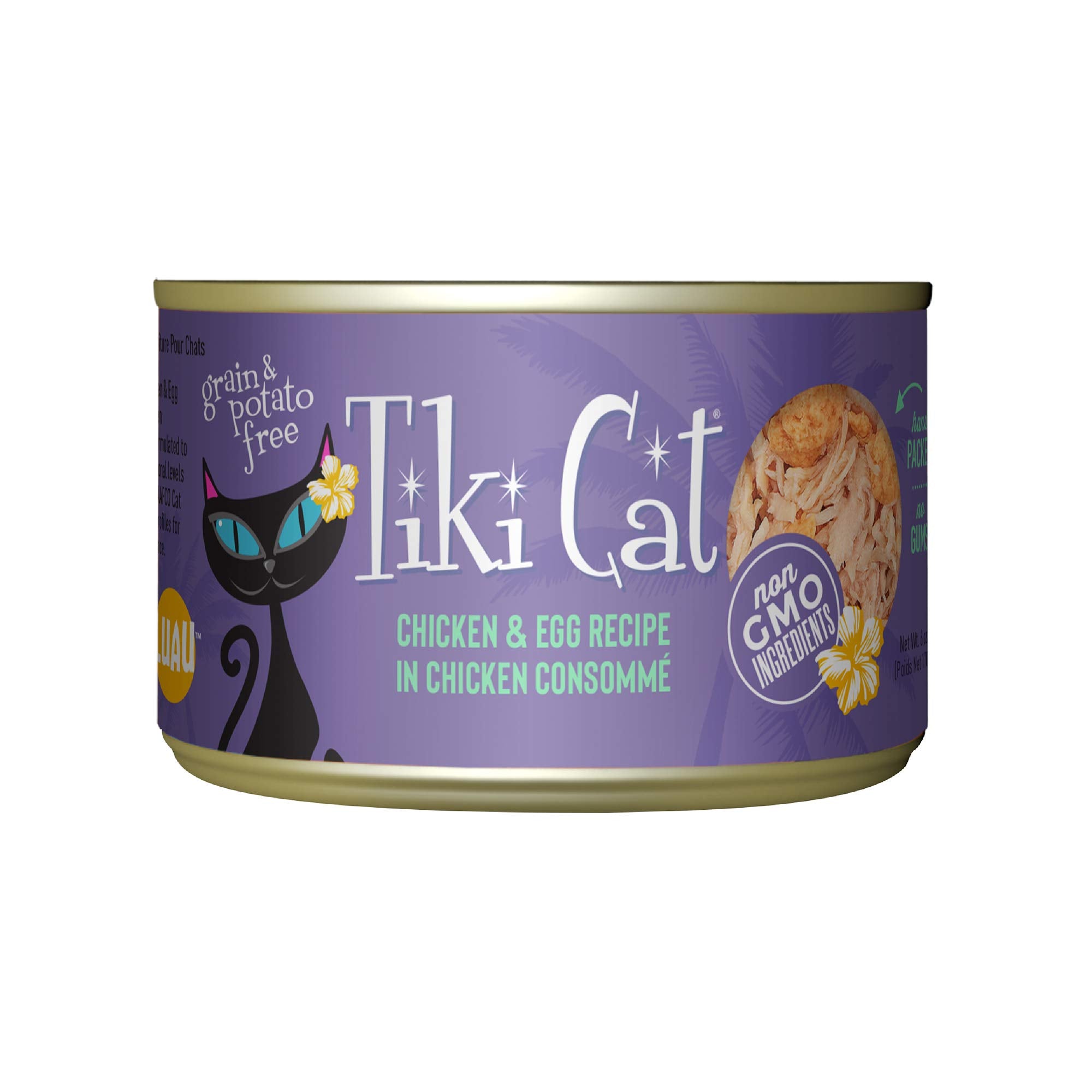 Tiki Cat Luau Shredded Meat, Chicken and Egg Recipe in Chicken Broth, Grain-Free Balanced Nutrition Wet Canned Cat Food, for All