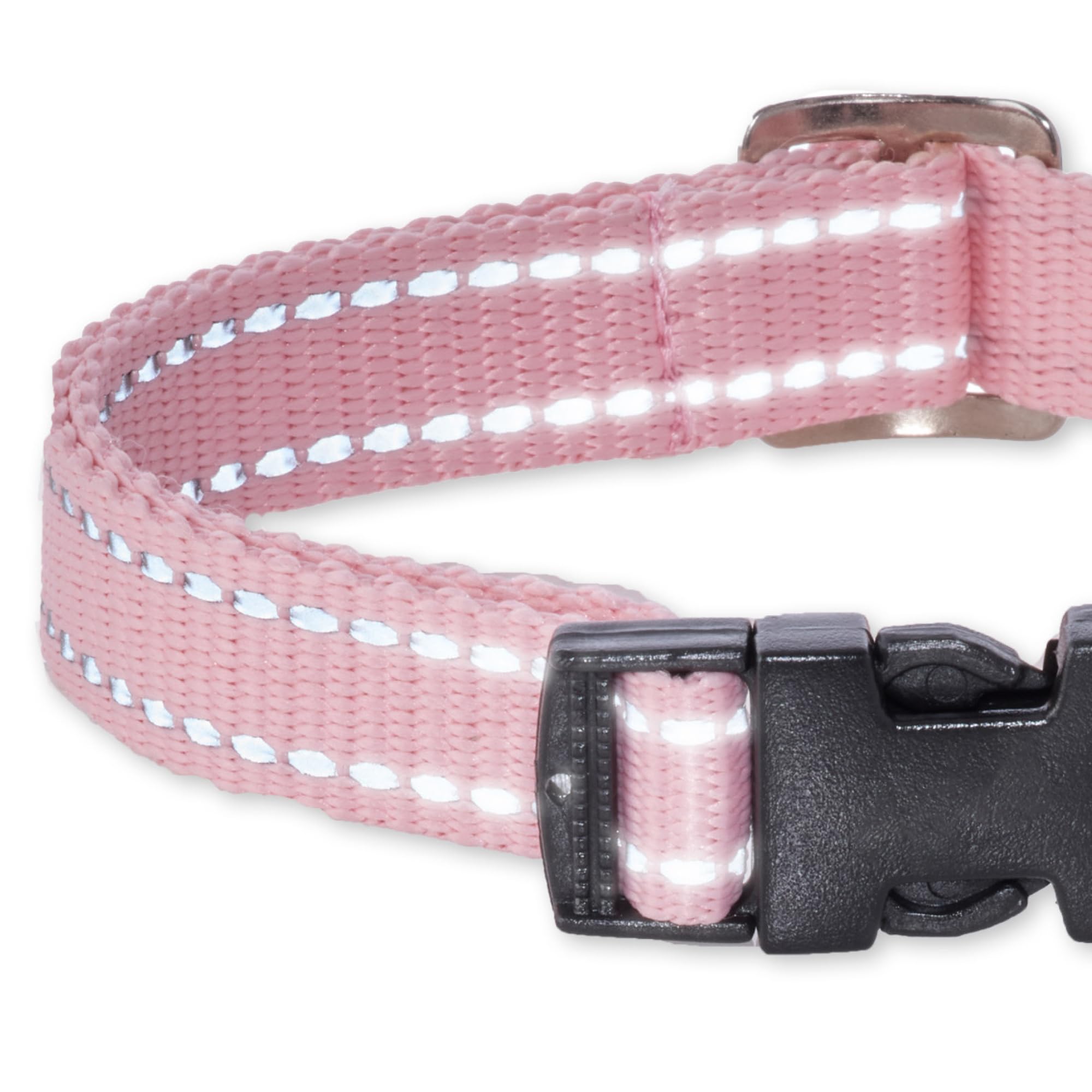 Pet Passion Adjustable Reflective Dog Pet Collar For Small, Medium And Large Dogs, Pink, Large