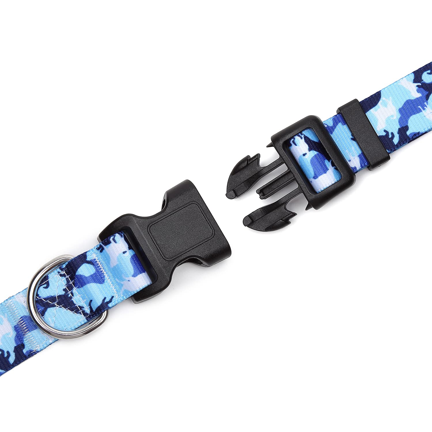 Suredoo Adjustable Dog Collar With Patterns, Ultra Comfy Soft Nylon Breathable Pet Collar For Small Medium Large Dogs (M, Dog Camouflage Blue)