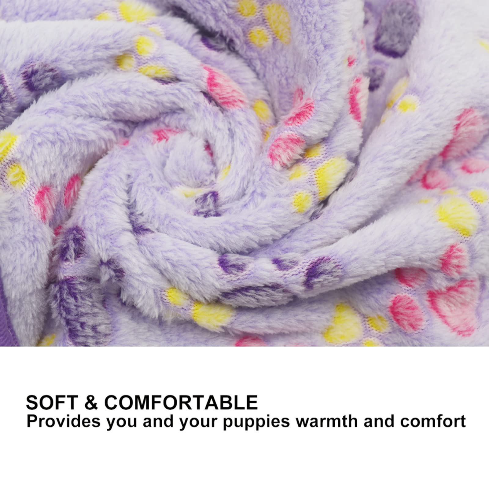 6 Pack Puppy Dog Blankets Super Soft Warm Sleep Mat Paw Print Blanket Fleece Pet Blanket Flannel Throw Dog Blankets for Small Do