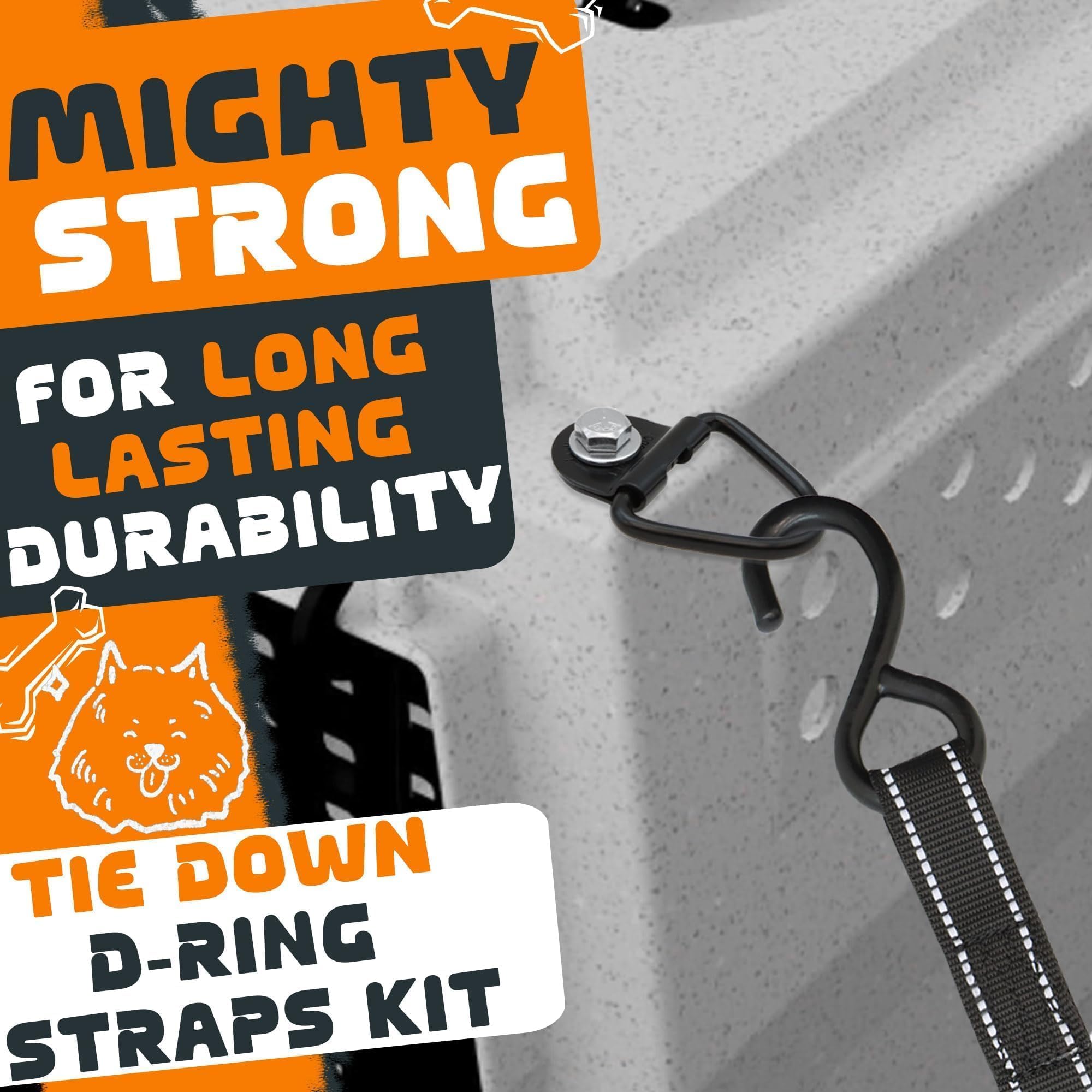 Terixe 4 Pack Tie Down Kit For Ruffland Kennel - Tie Down D-Ring Kit - 1000 Lbs, With Wrench, Tie Down Straps Kit Compatible Wit