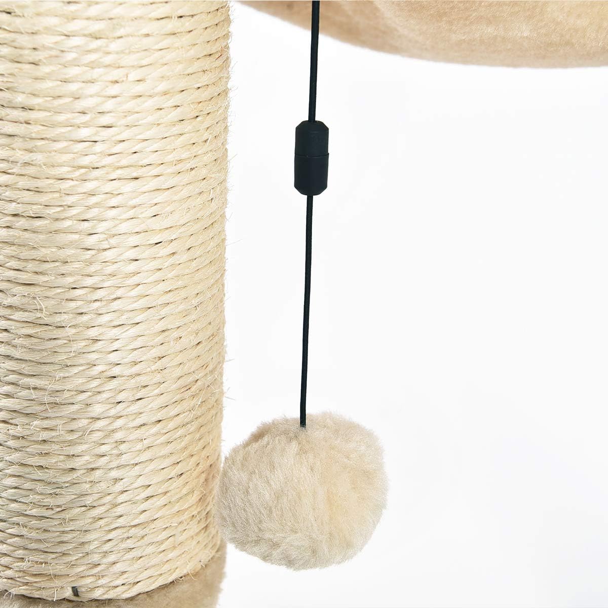 Amazon Basics Cat Tower - Indoor Cat & Kittens Hammock Tower With Scratching Posts And Dangling Ball, (19.7''H) - Beige