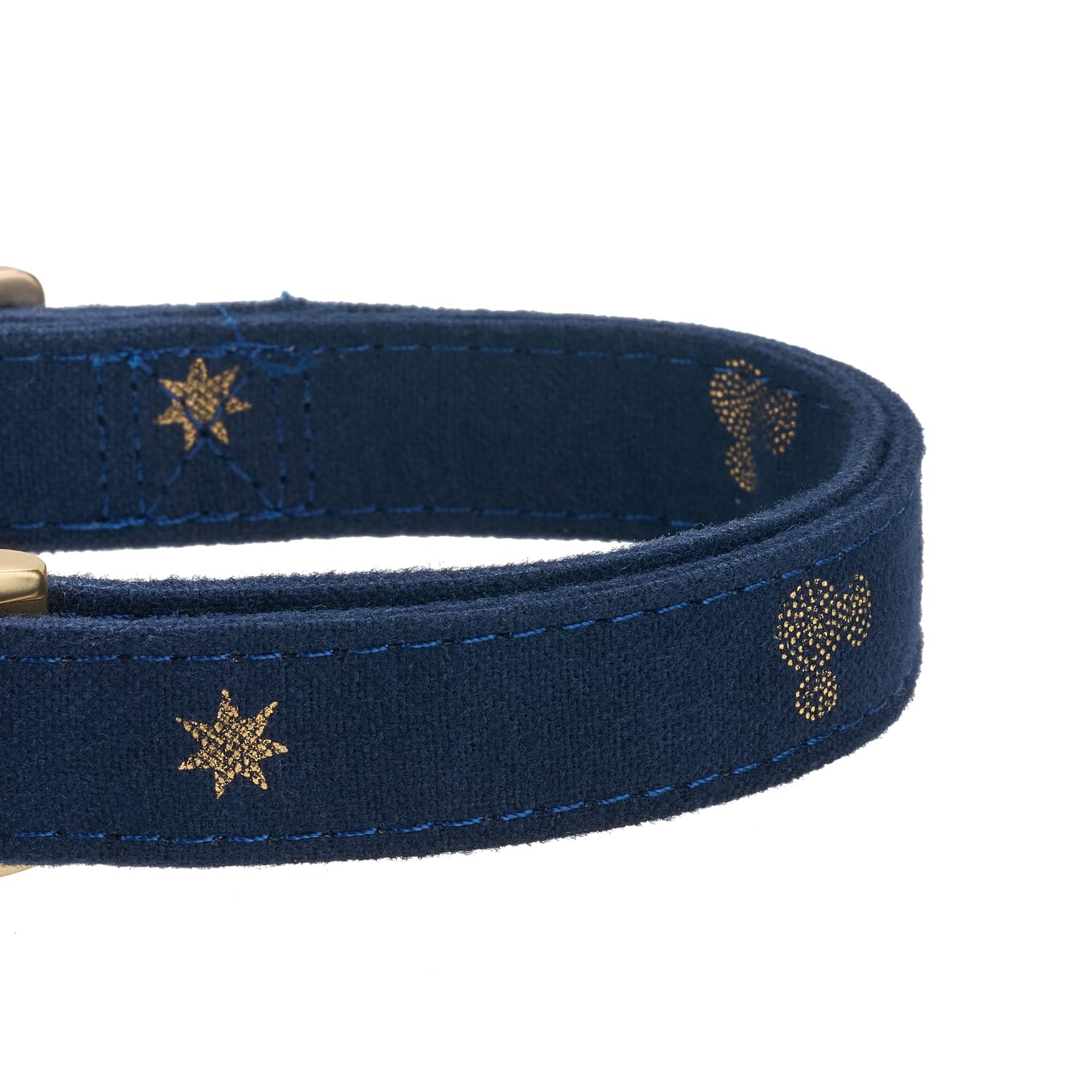 Petiry Cotton Fibric Dog Collar with High Grade Metal Buckle, for Medium Dogs(Dark Blue,Medium:12-19'')