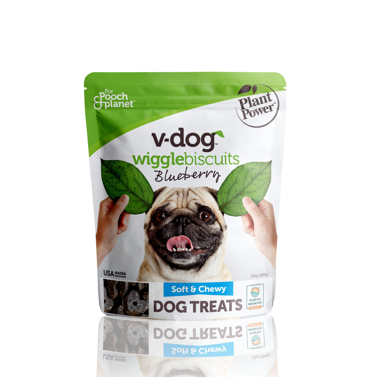 V-Dog Vegan Wiggle Dog Biscuits - Dog Training Treats - Small, Medium And Large Breeds - Natural Blueberry Flavor Superfoods - 7 Ounce - All Natural - Made In The Usa