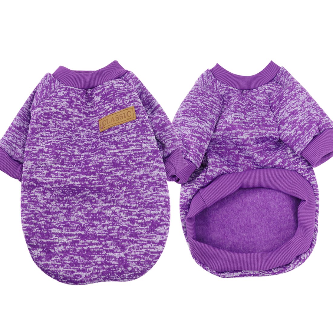 Idepet Pet Dog Classic Knitwear Sweater, Fleece Coat For Small,Medium Dog,Warm Pet Dog Cat Clothes Puppy Customes (Xl, Purple)