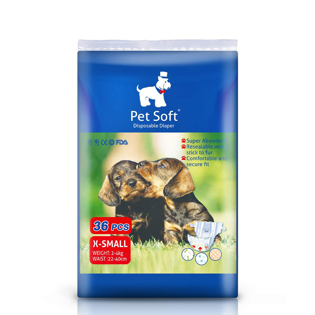 Pet Soft Dog Diapers Female - Disposable Puppy Diapers, Cat Diapers 36Pcs Xsmall