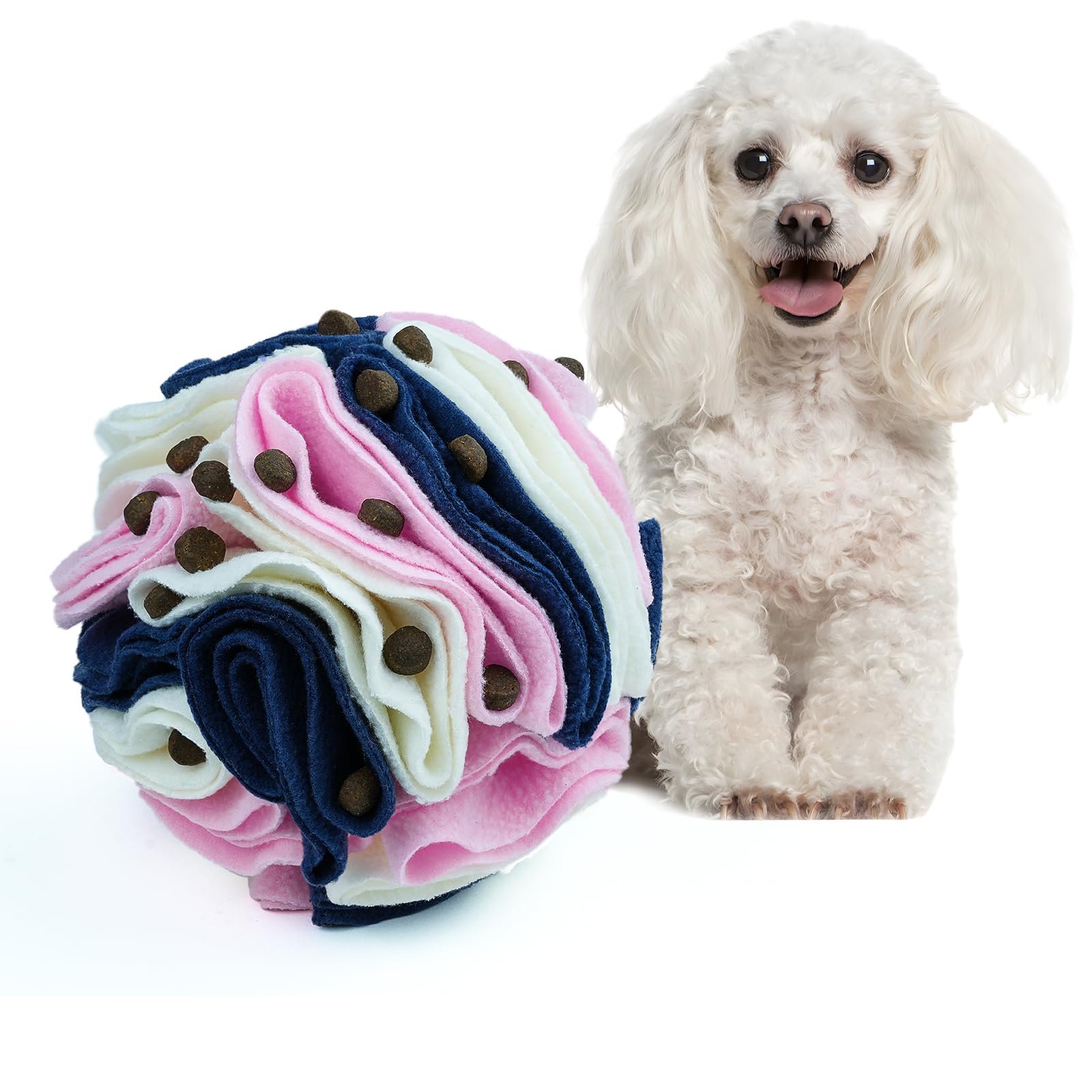 Larimuer Pet Snuffle Ball - Puzzle Sniffing Interactive Dog Ball For Blind Dogs Training & Stress Relief - Machine Washable (15C