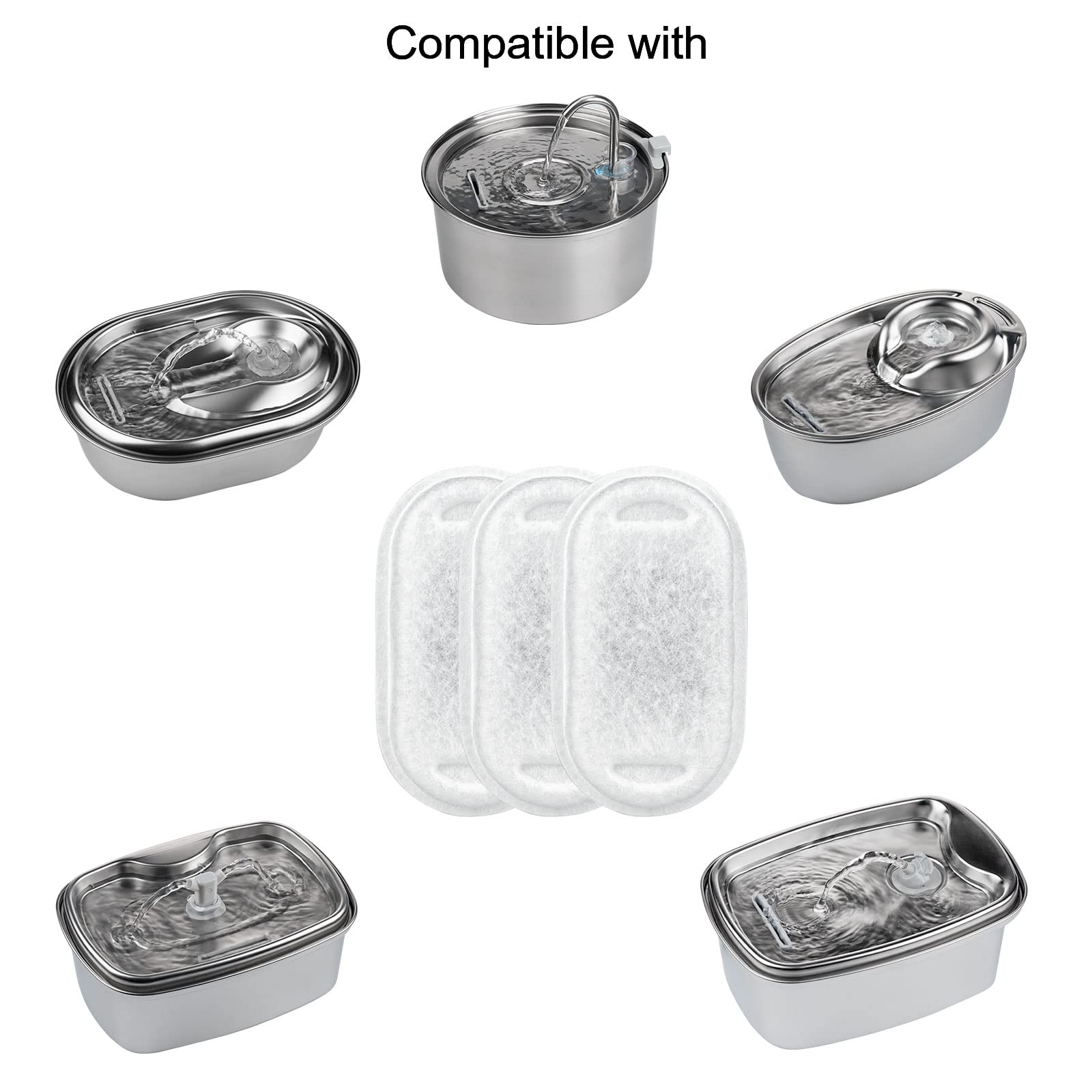 Lawfery Cat Water Fountain Filters (8+8 Pack, Not For Wireless Fountains), For 3.2L/108Oz Stainless Steel And Bento Cat Water Di