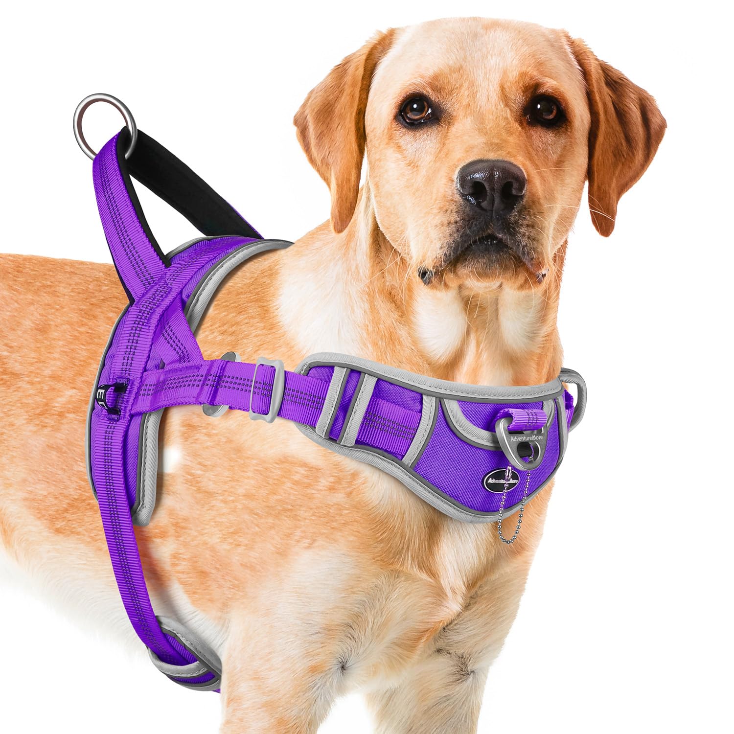 Adventuremore Dog Harness For Medium Dogs No Pull, Sport Dog Halter Harness Adjustable Reflective Dog Vest Escape Proof Dog Harness With Easy Control Front Clip Handle For Training Walking M Purple